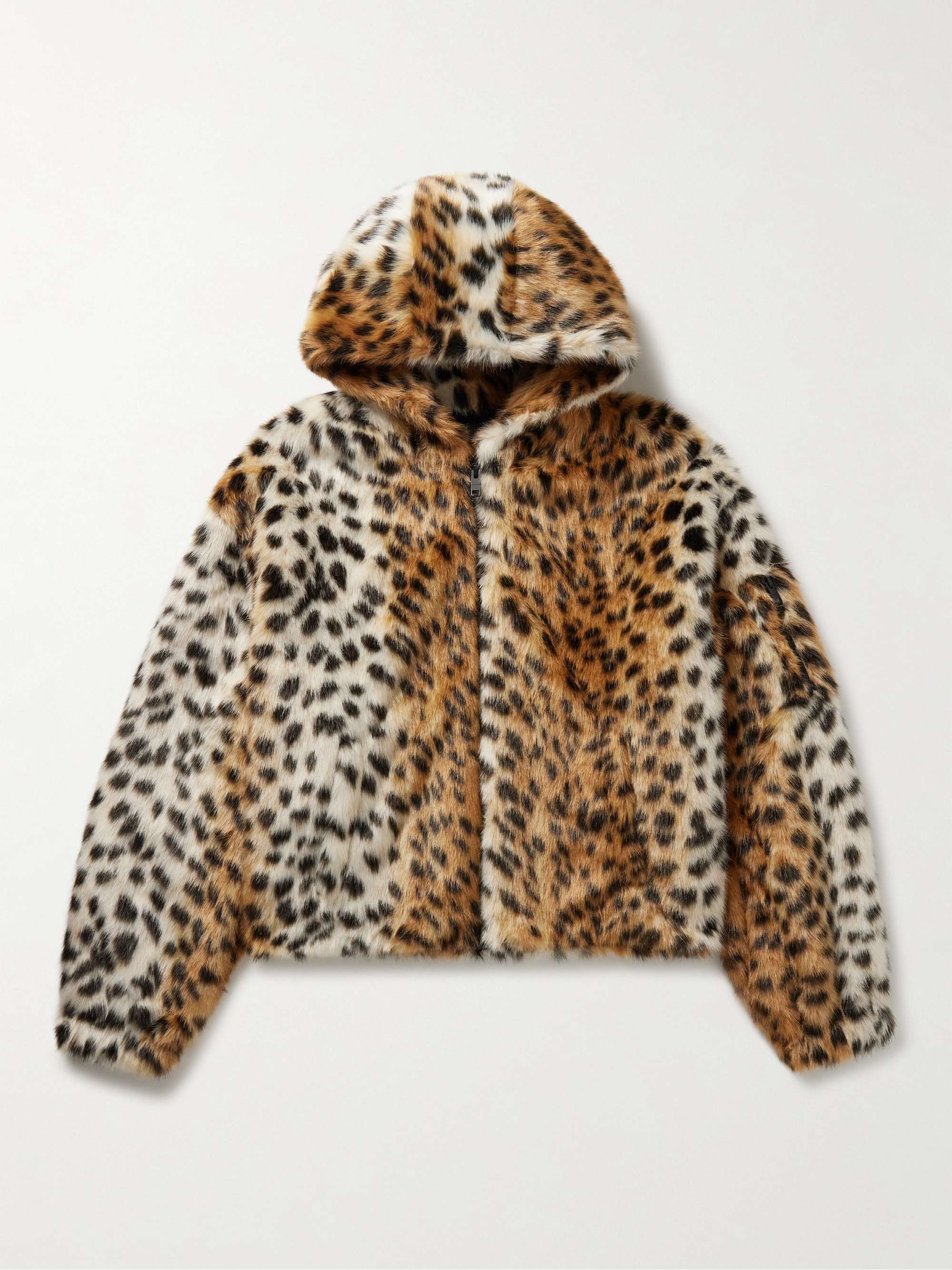 GIVENCHY Cropped Cheetah-Print Faux Fur Hooded Bomber Jacket for