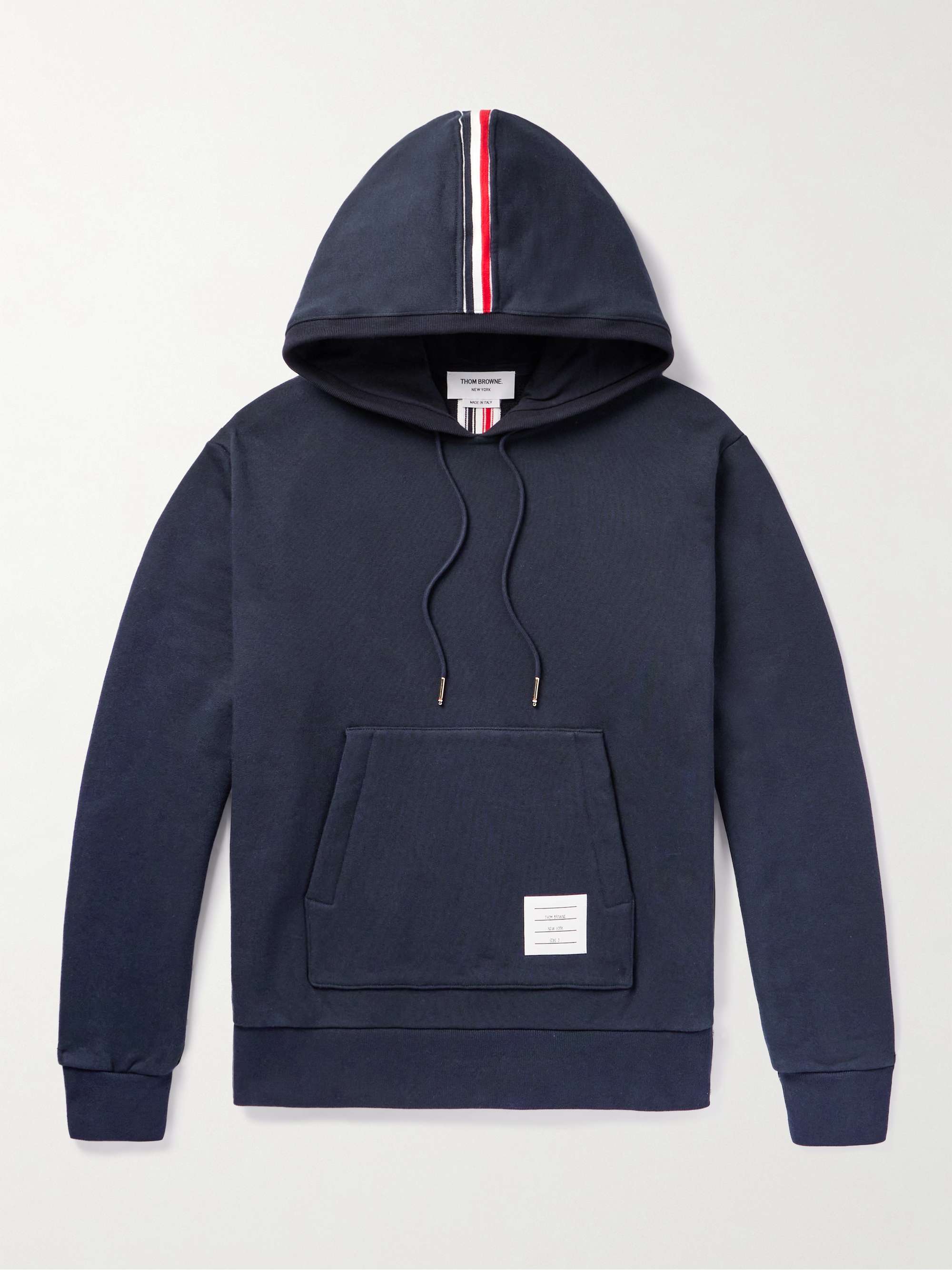 THOM BROWNE Striped Cotton-Jersey Hoodie for Men | MR PORTER
