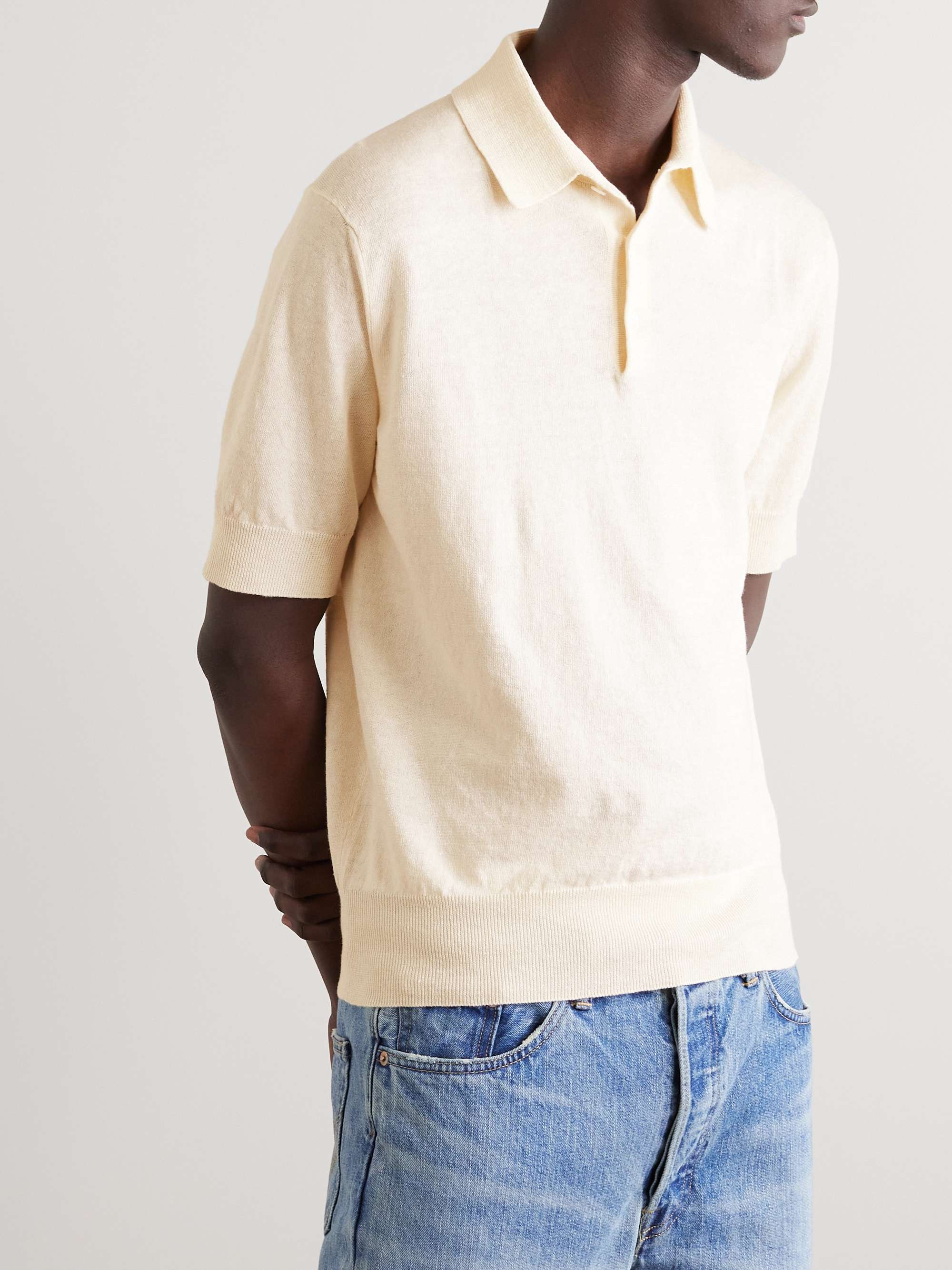 DRAKE'S Linen and Cotton-Blend Polo Shirt