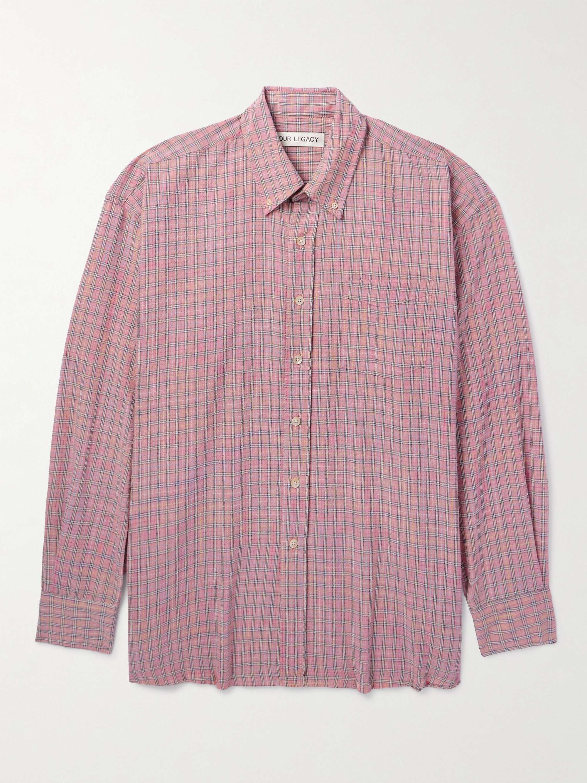 Borrowed Button-Down Collar Checked Woven Shirt