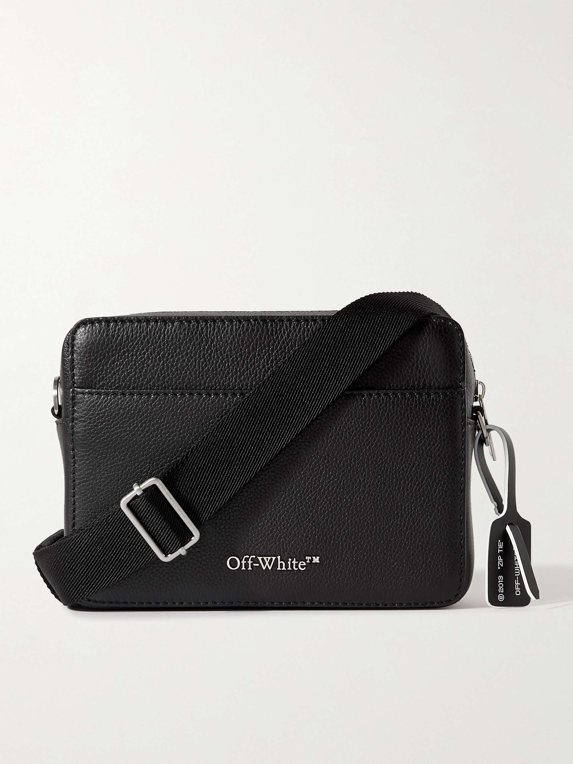 OFF-WHITE Binder Logo-Print Embossed Full-Grain Leather Messenger