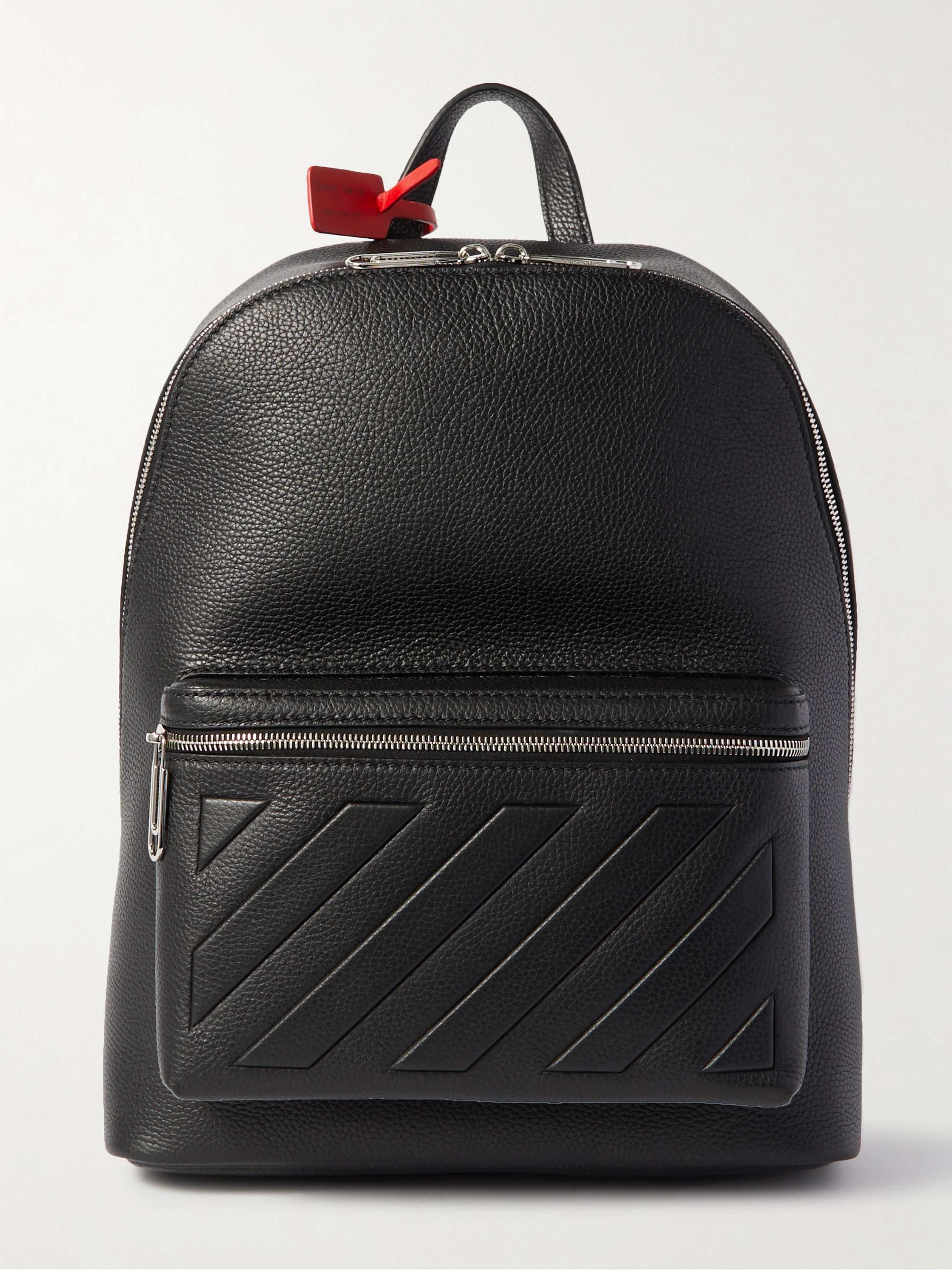 OFF-WHITE Binder Embossed Full-Grain Leather Backpack for Men