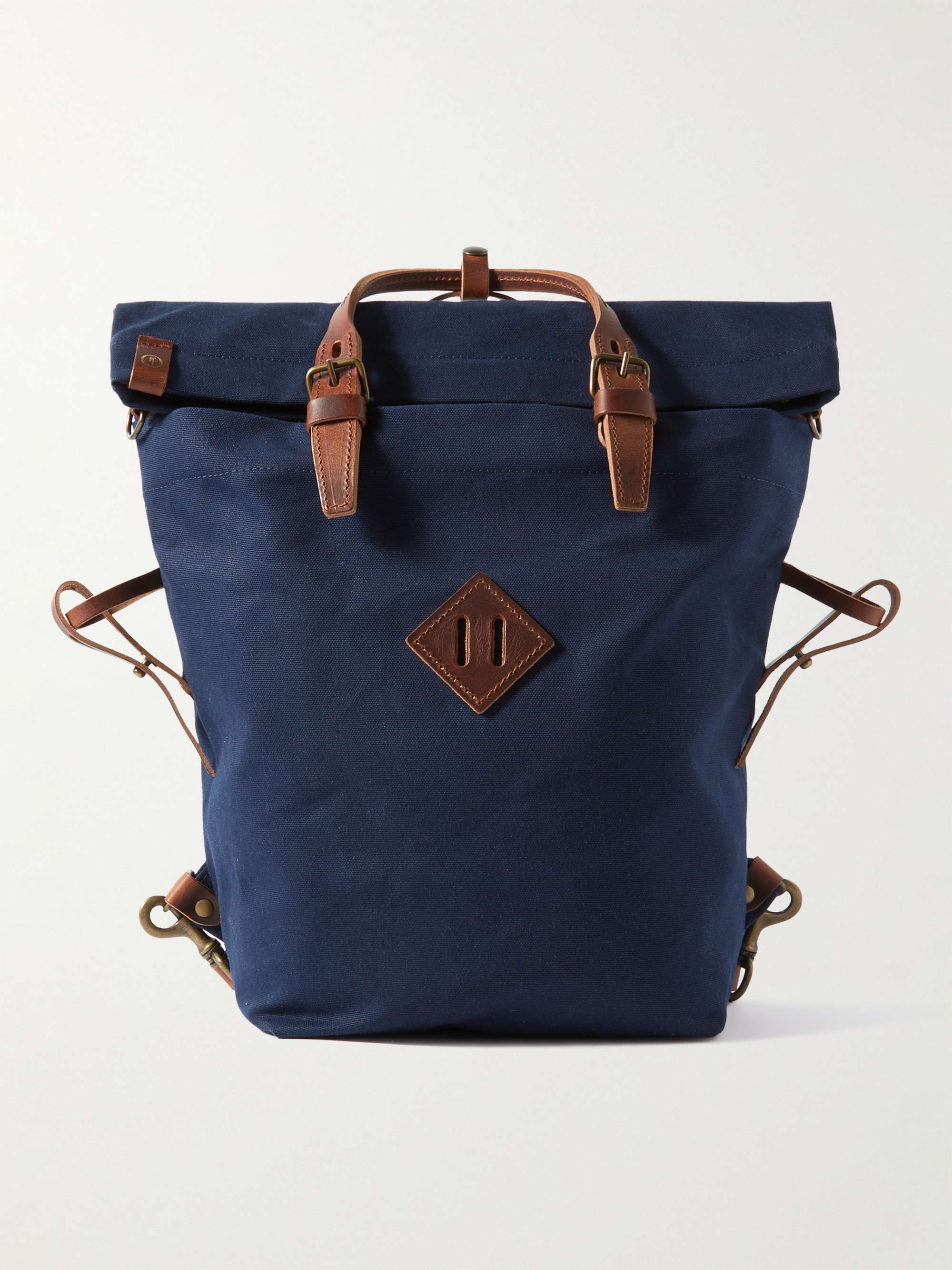 BLEU DE CHAUFFE Woody Leather-Trimmed Cotton-Canvas Backpack for