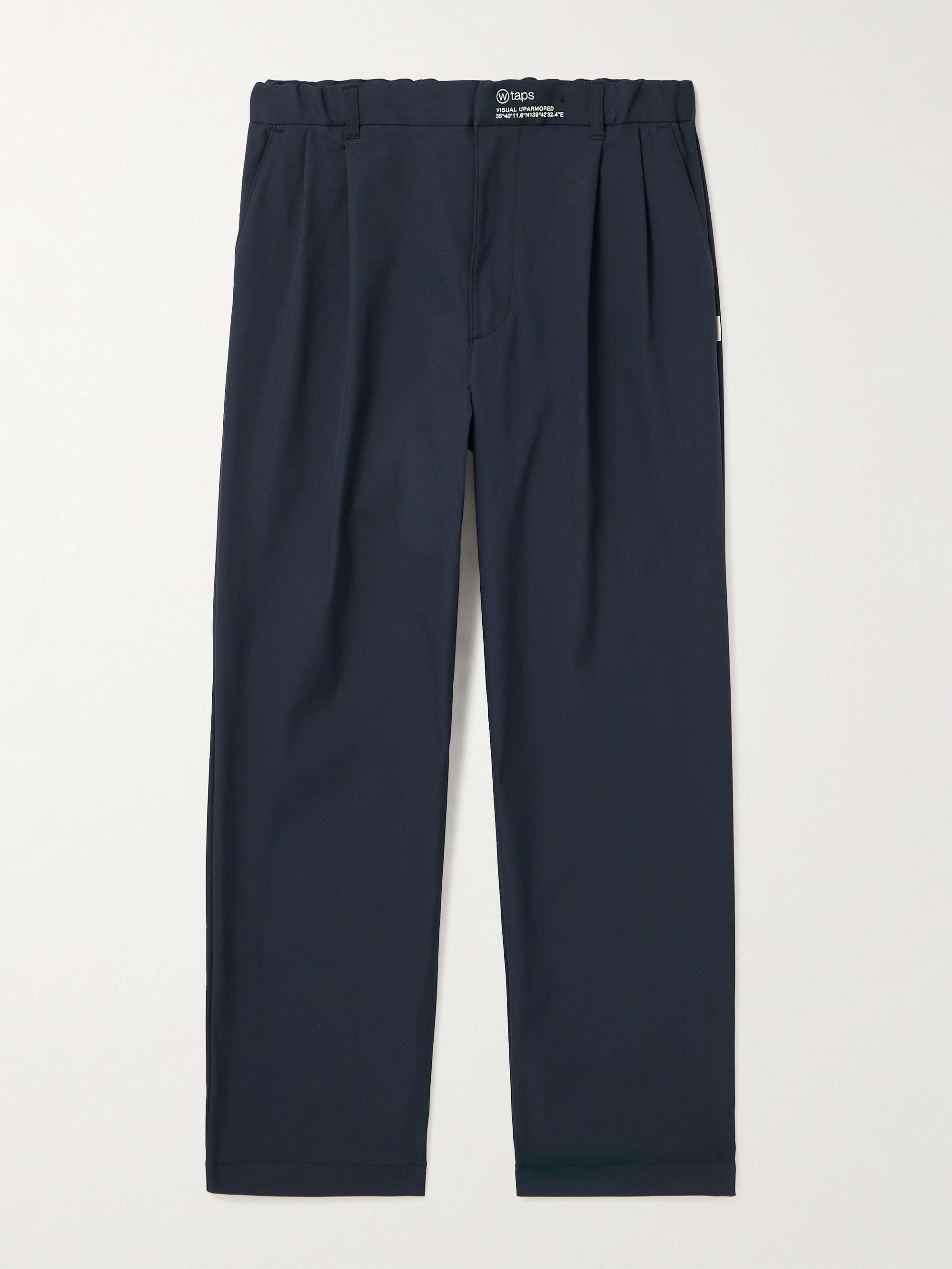 09 Straight-Leg Pleated Logo-Embroidered Twill Trousers