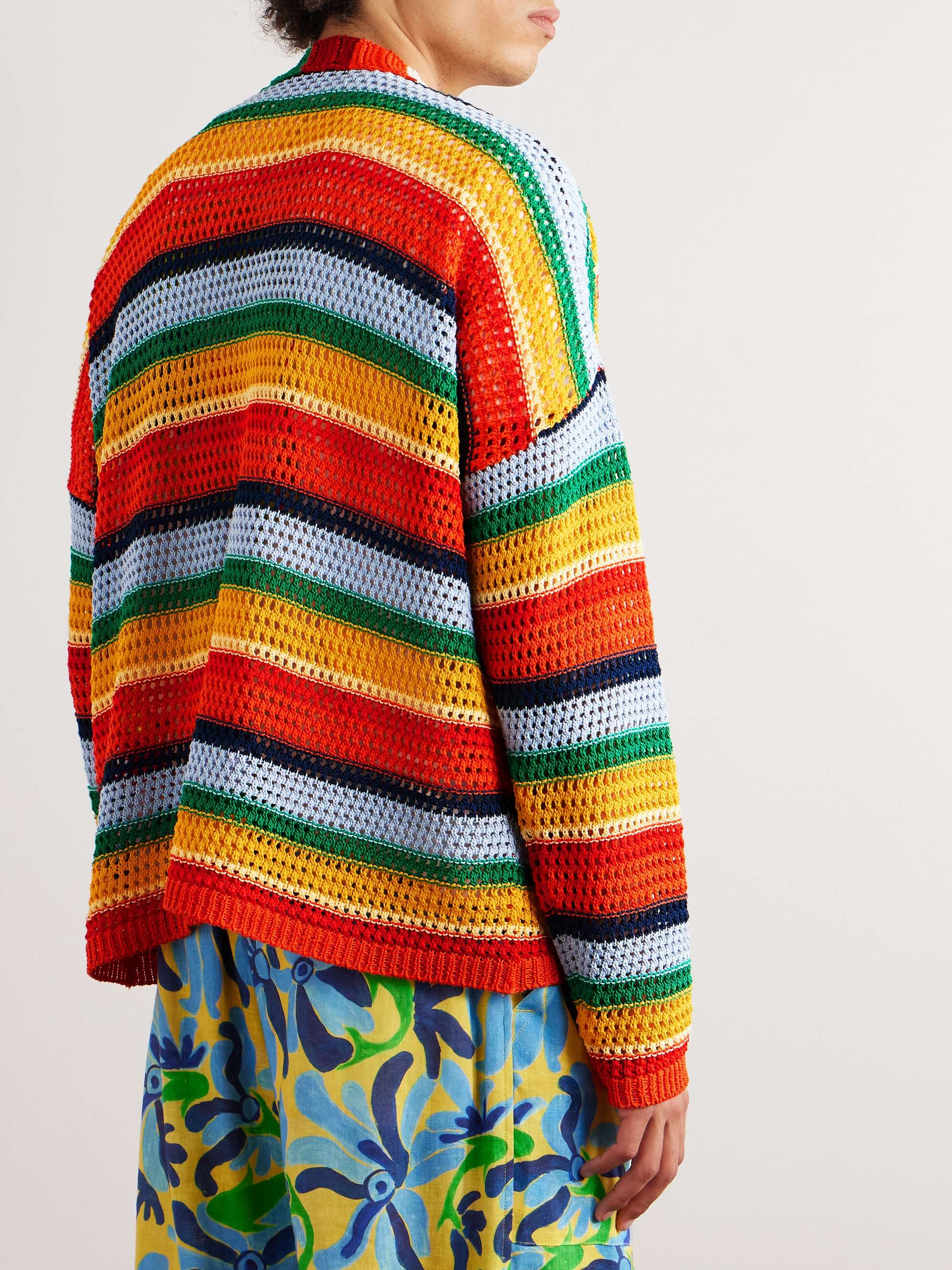 MARNI + No Vacancy Inn Striped Crochet-Knit Cotton Cardigan