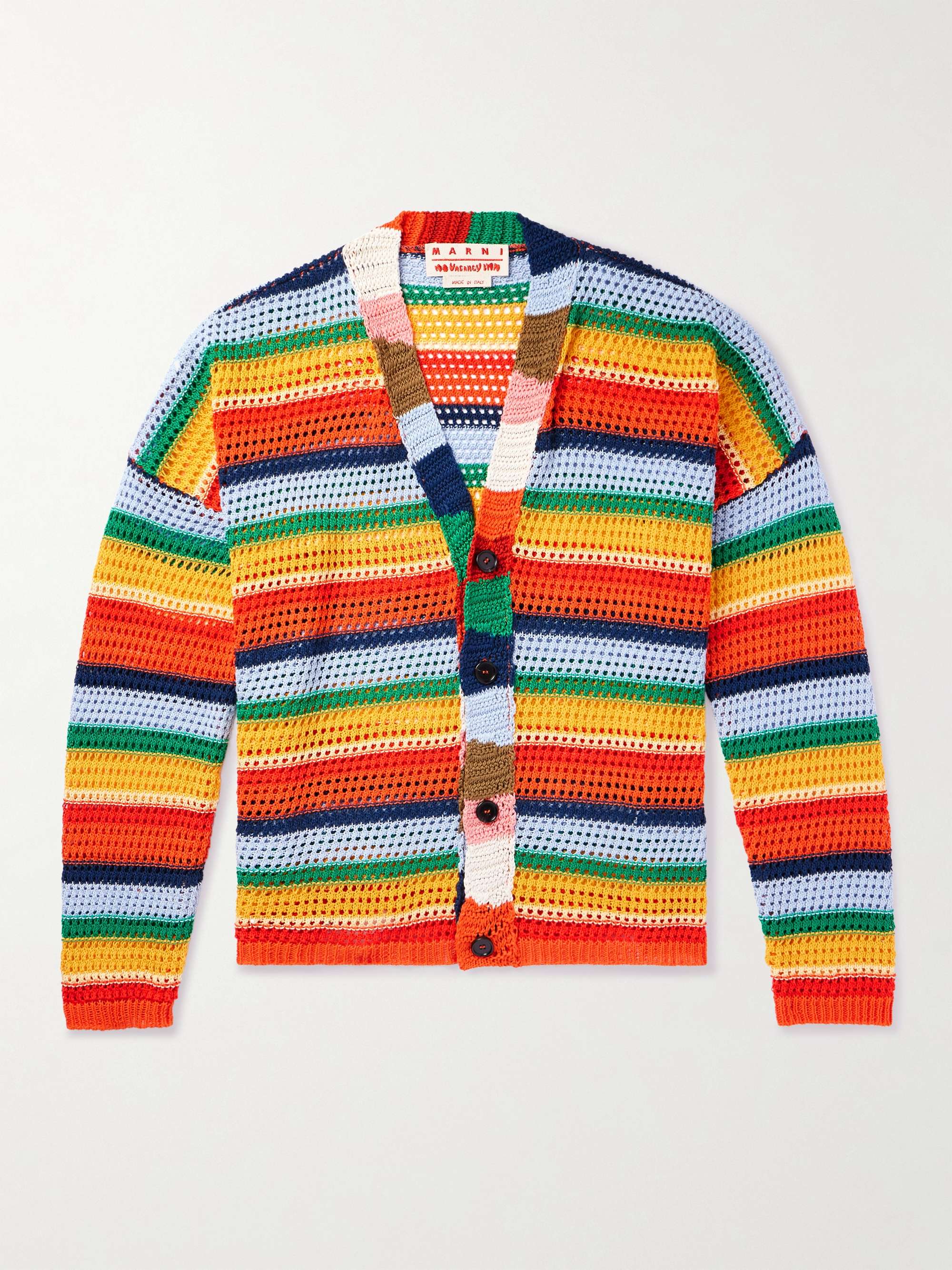 MARNI No Vacancy Inn クロシェニット コットン カーディガン ストライプ柄 ミスターポーター