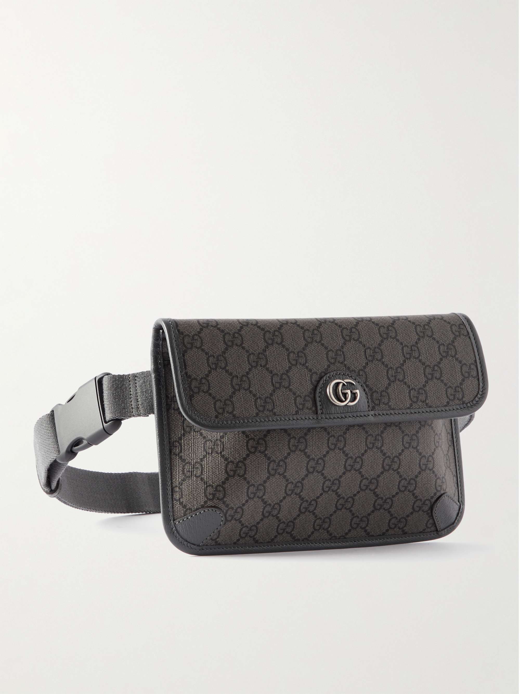 GUCCI Logo-Appliquéd Leather-Trimmed Monogram Ripstop Belt Bag for