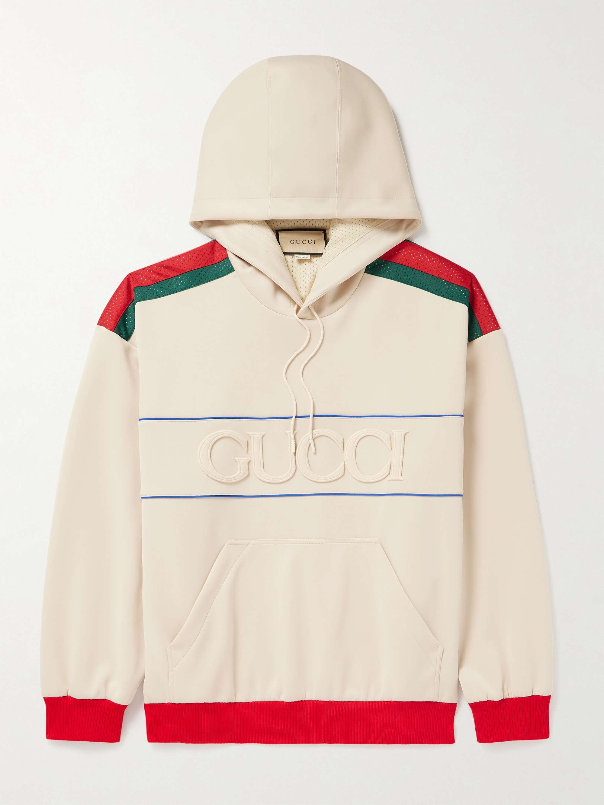 GUCCI Mesh-Trimmed Jersey Hoodie for | PORTER