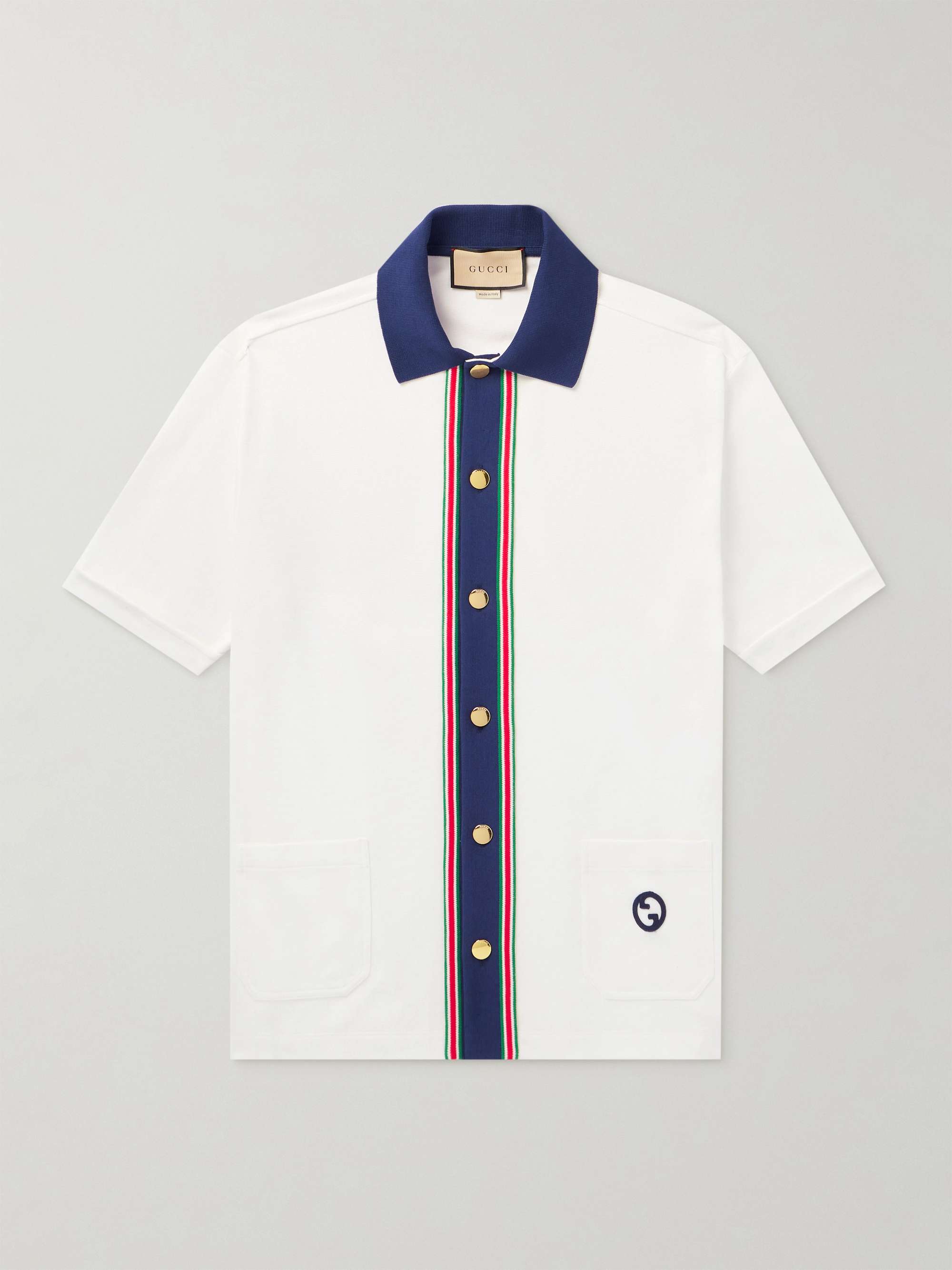 Gucci Cotton Shirt with Gucci Embroidery, Size 38 It, White, Ready-to-wear