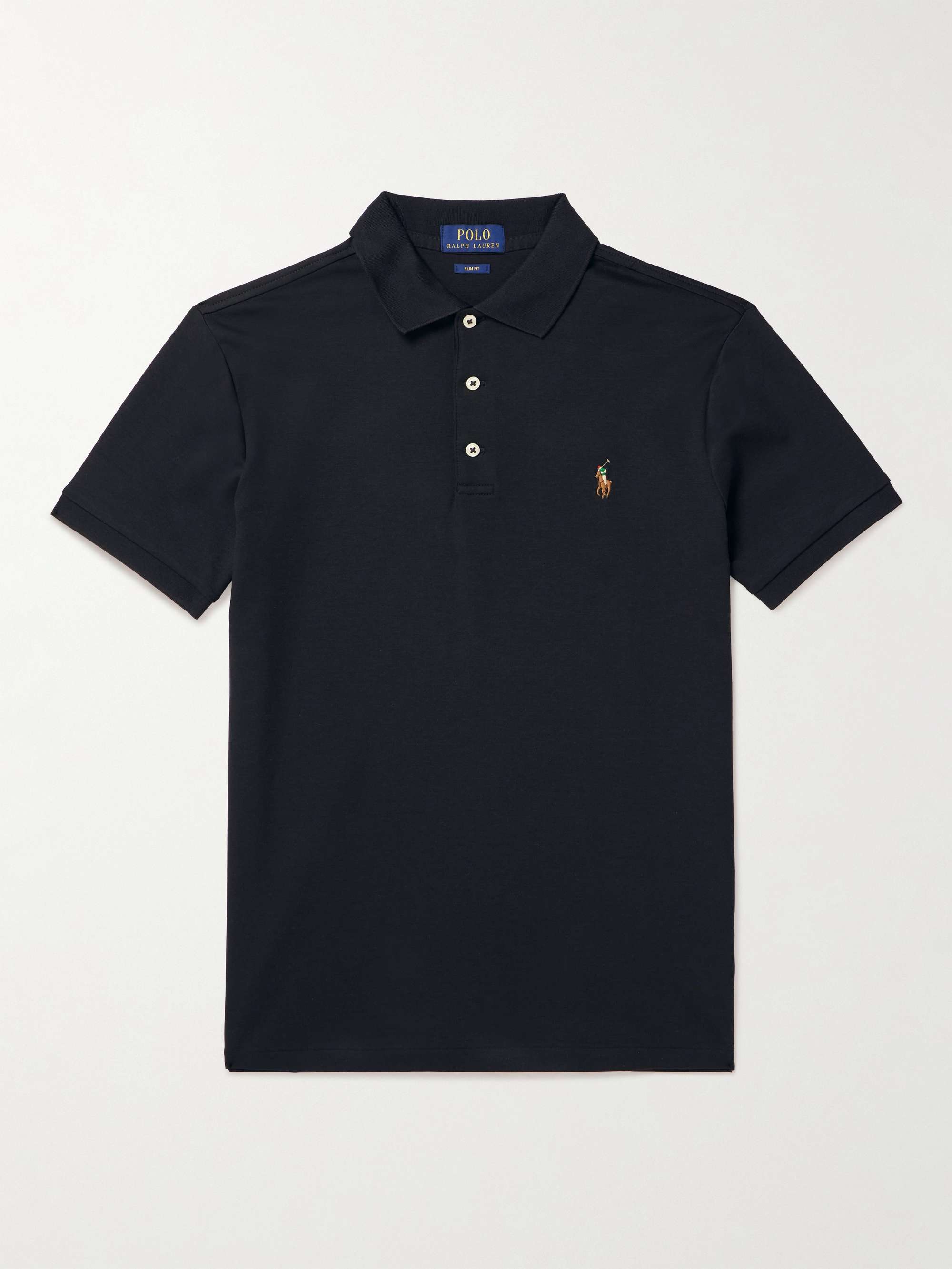 Polo Ralph Lauren Slim-Fit logo-embroidered Pima Cotton Polo Shirt - Men - Black Polo Shirts - XXL