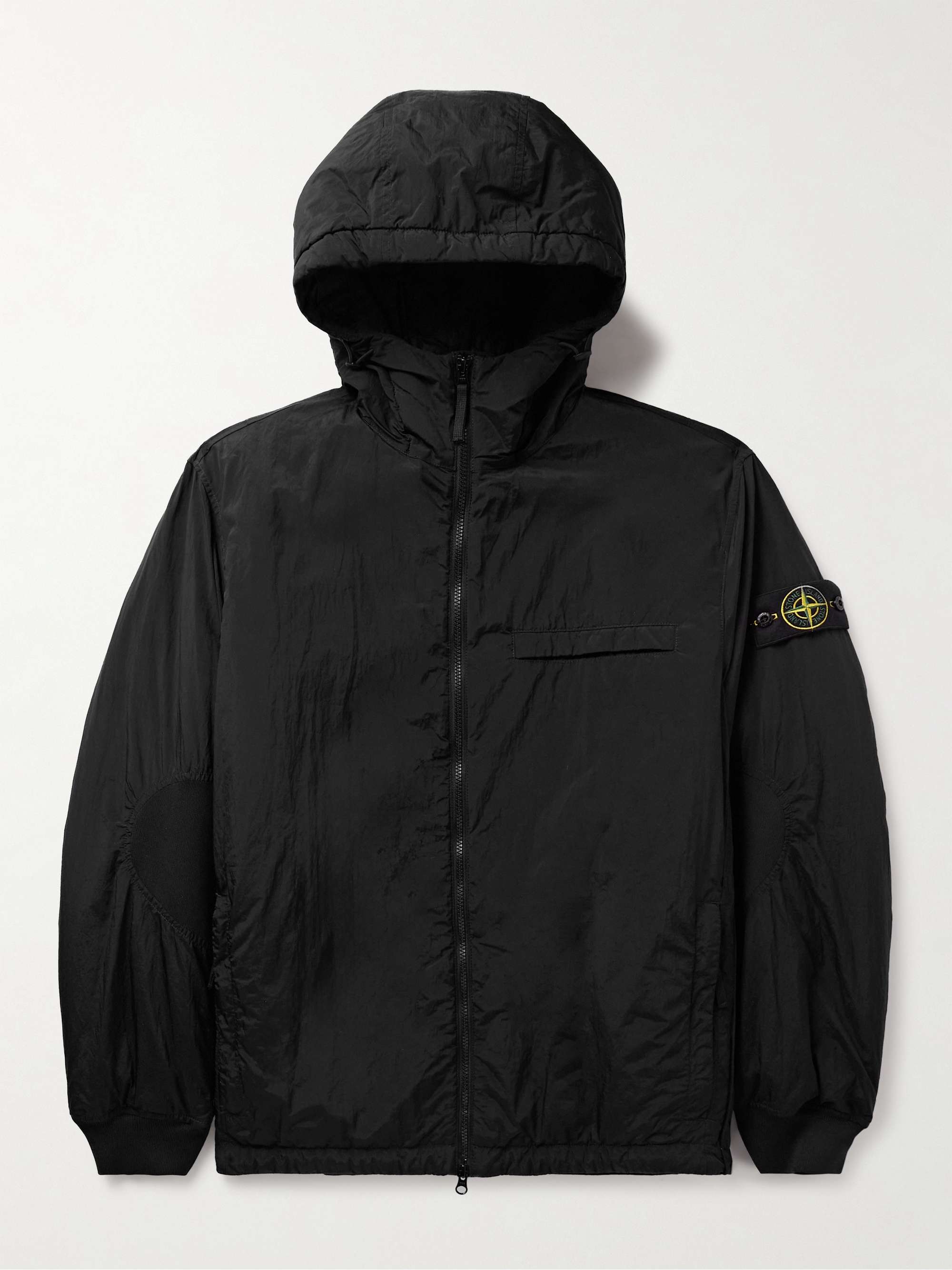 STONE ISLAND ナイロンメタル ジャケット フード＆ロゴアップリケ付き