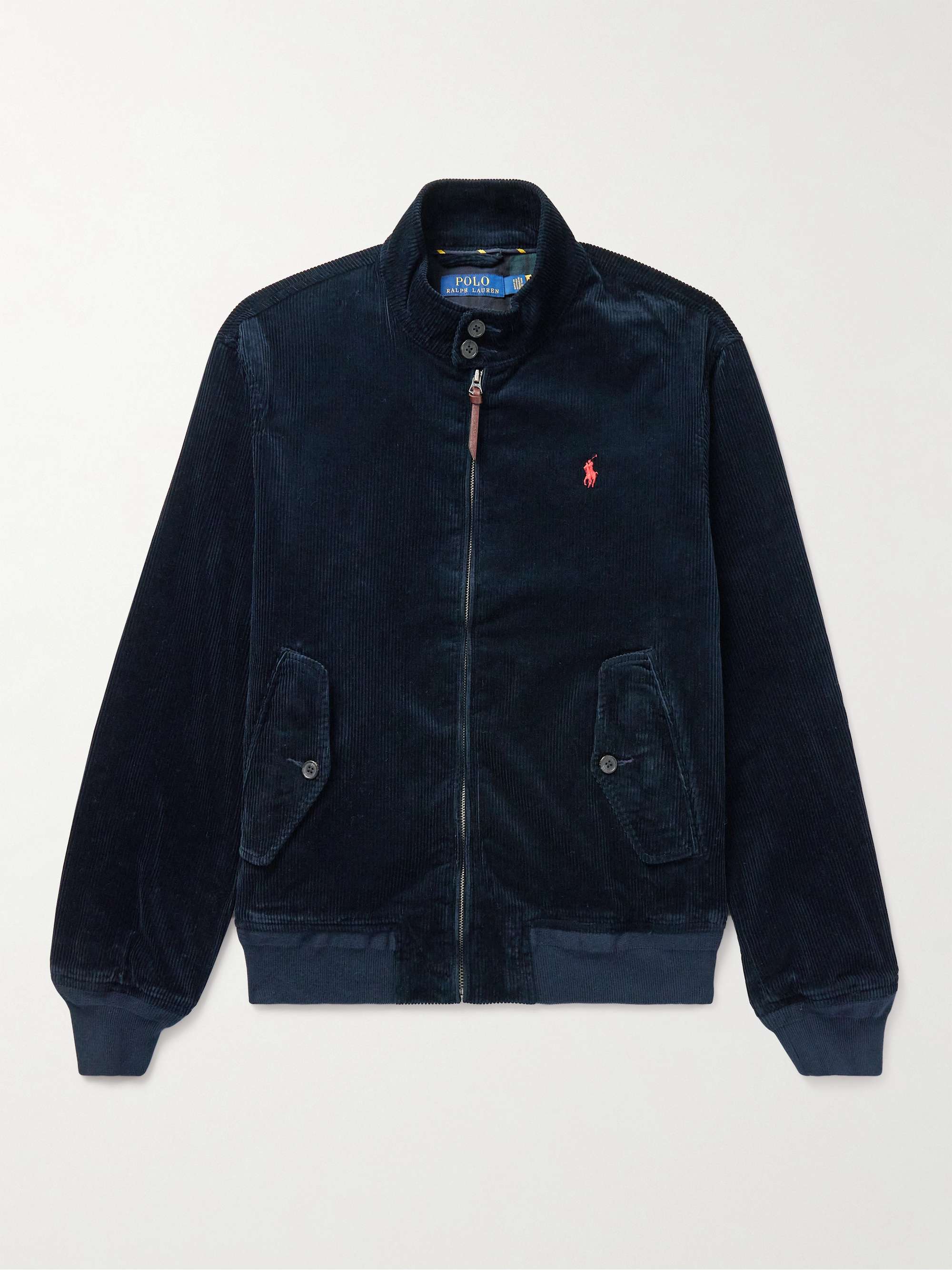 Slim-Fit Logo-Embroidered Cotton-Corduroy Bomber Jacket