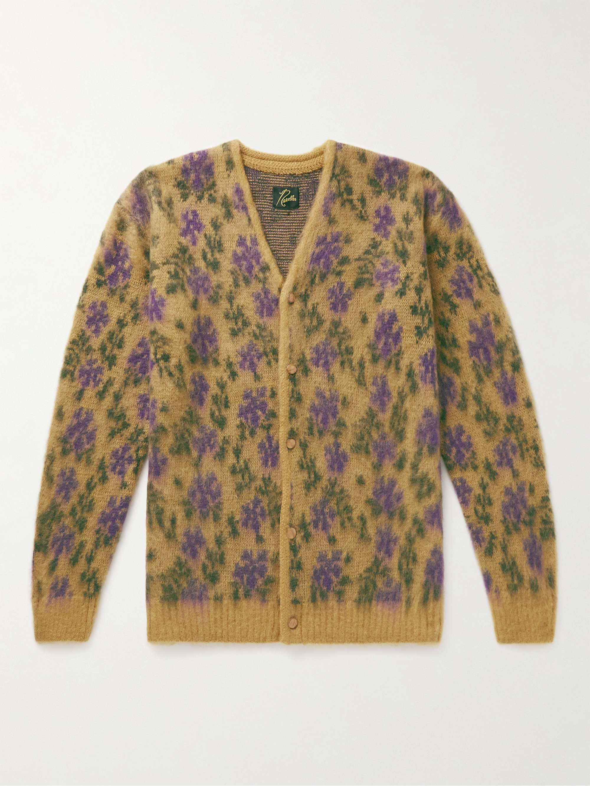 Jacquard-Knit Brushed Mohair-Blend Cardigan