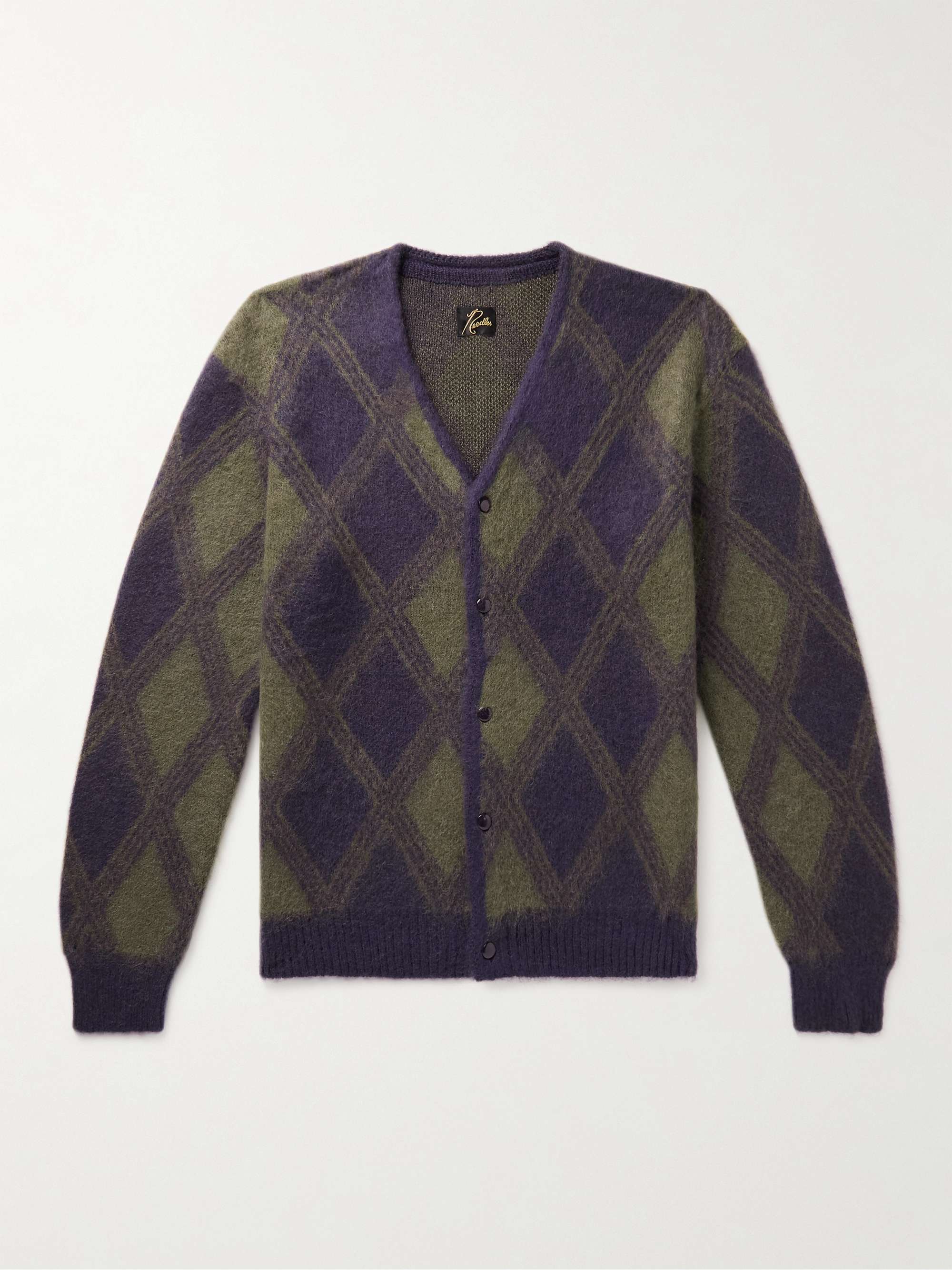 Jacquard-Knit Brushed Mohair-Blend Cardigan