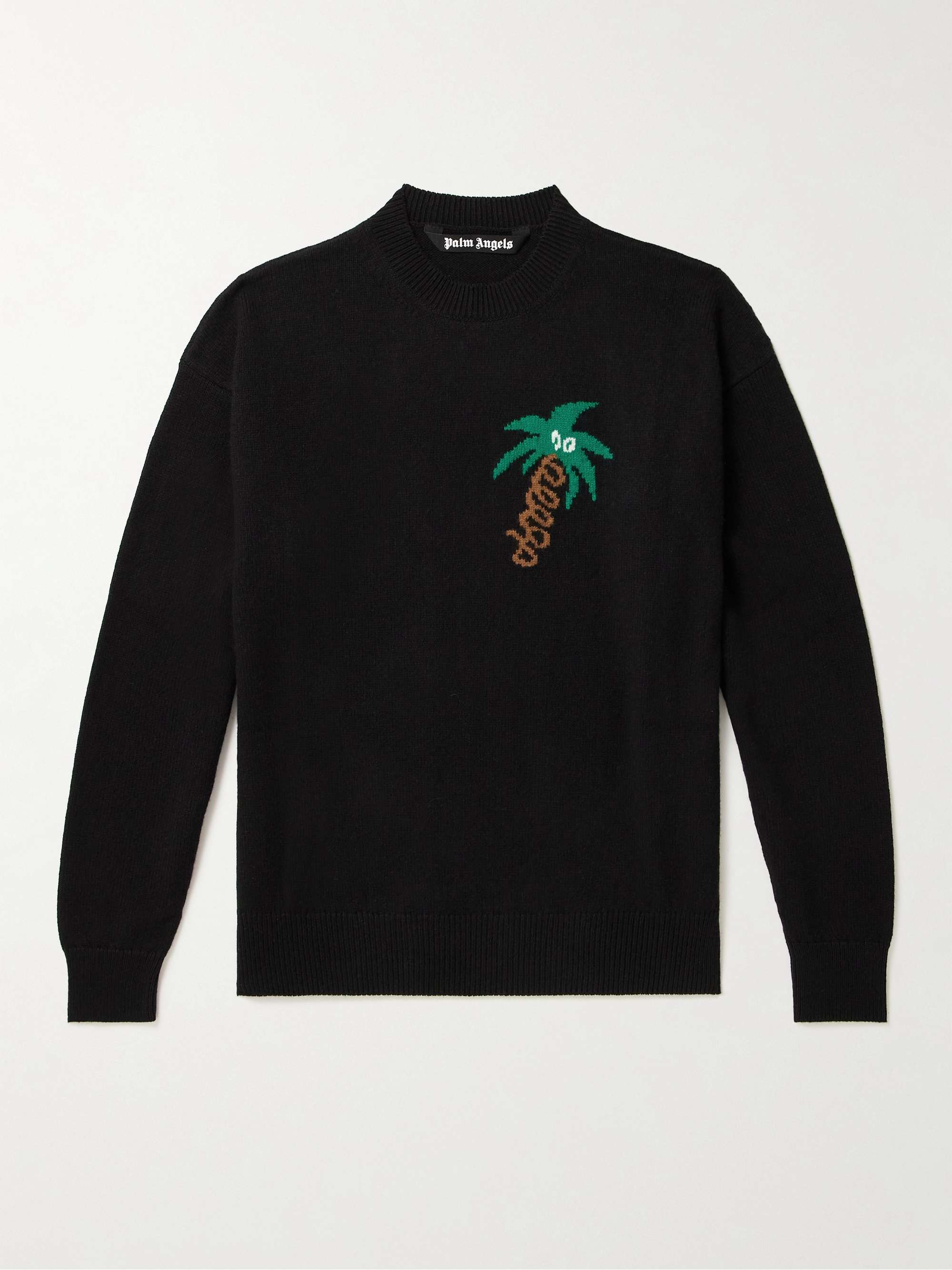palm angels ロゴインターシャーニット