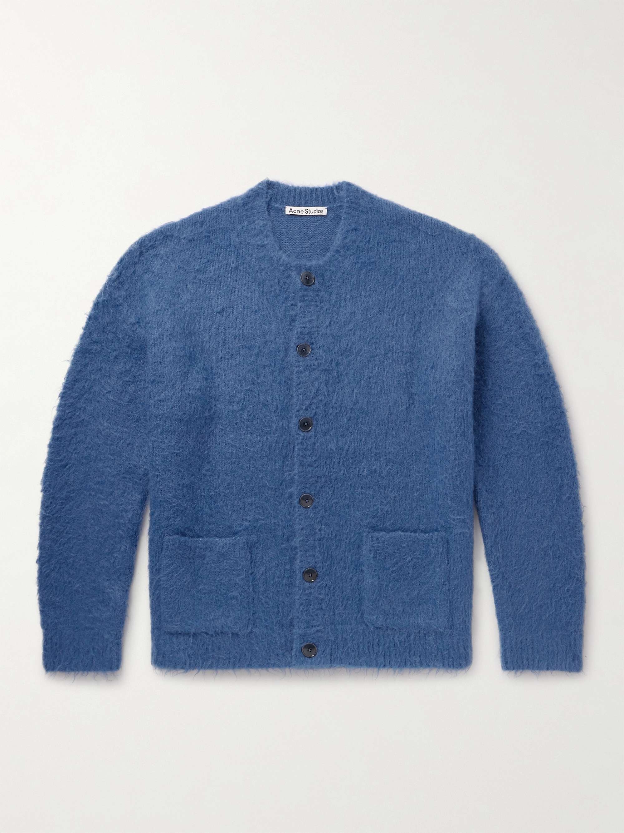 Komer Brushed Stretch-Nylon, Wool and Mohair Blend Cardigan