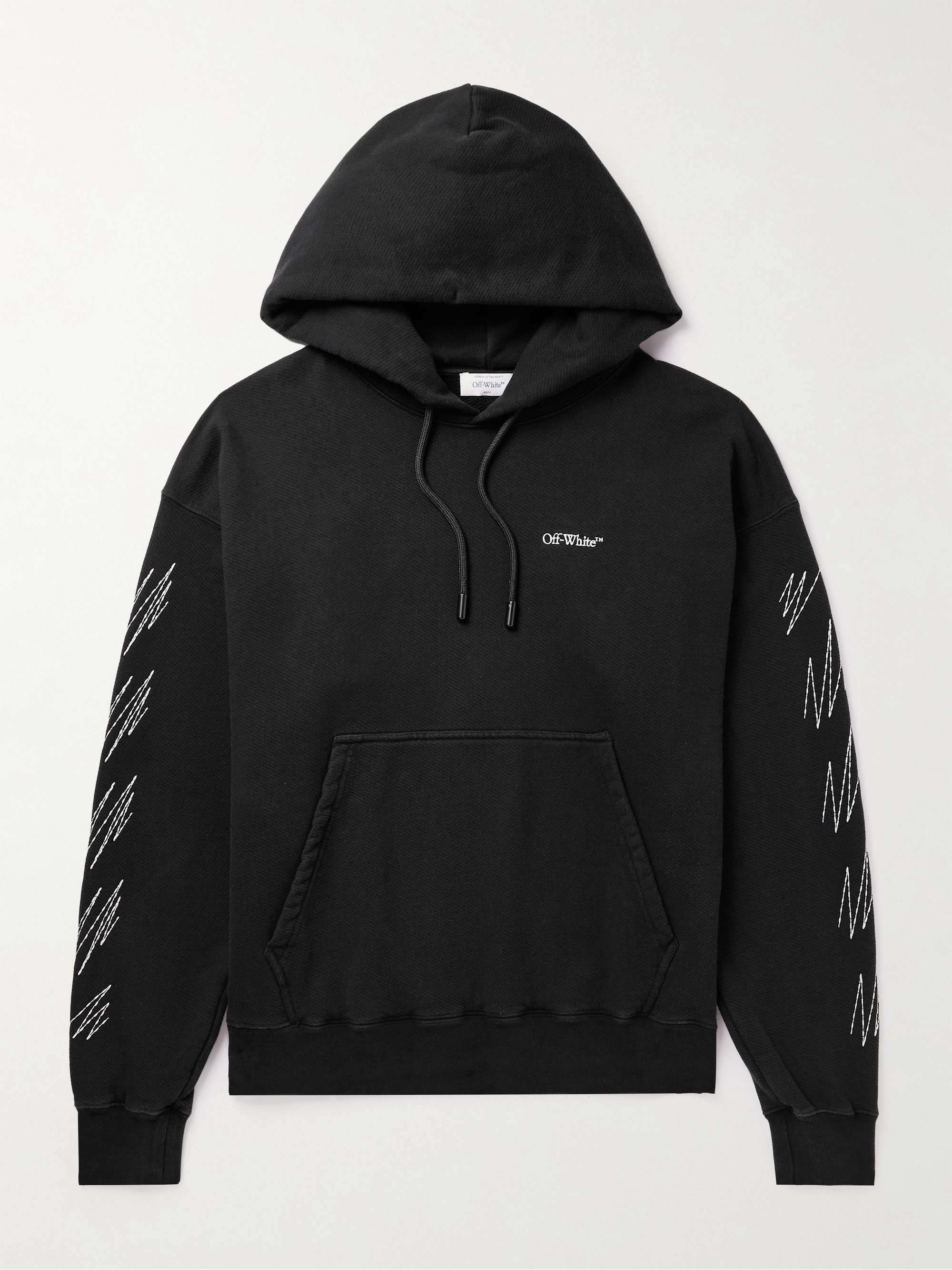 OFF-WHITE Oversized Logo-Embroidered Cotton-Jersey Hoodie for Men | MR