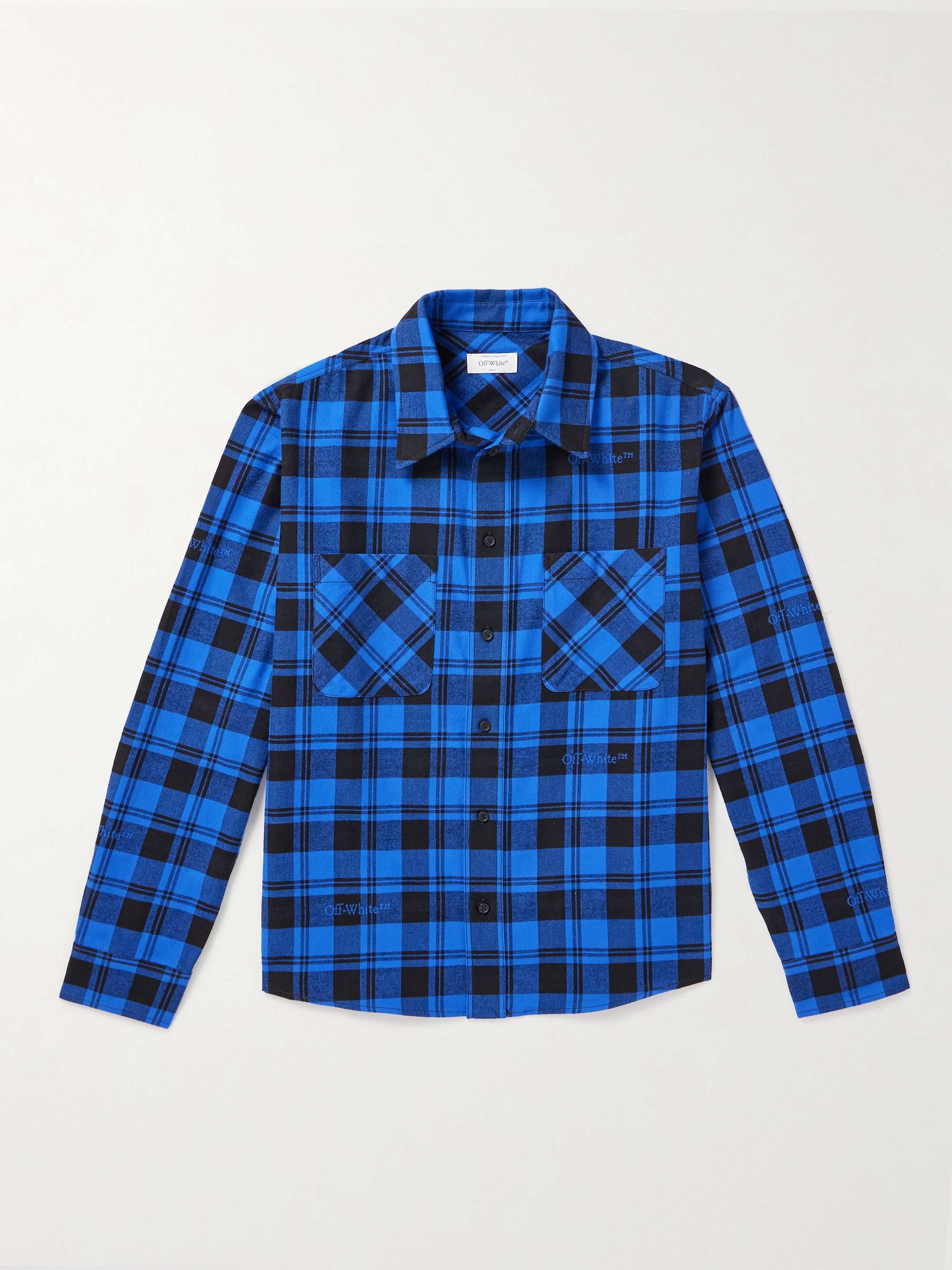 OFF-WHITE Logo-Embroidered Cotton-Flannel for Men | PORTER