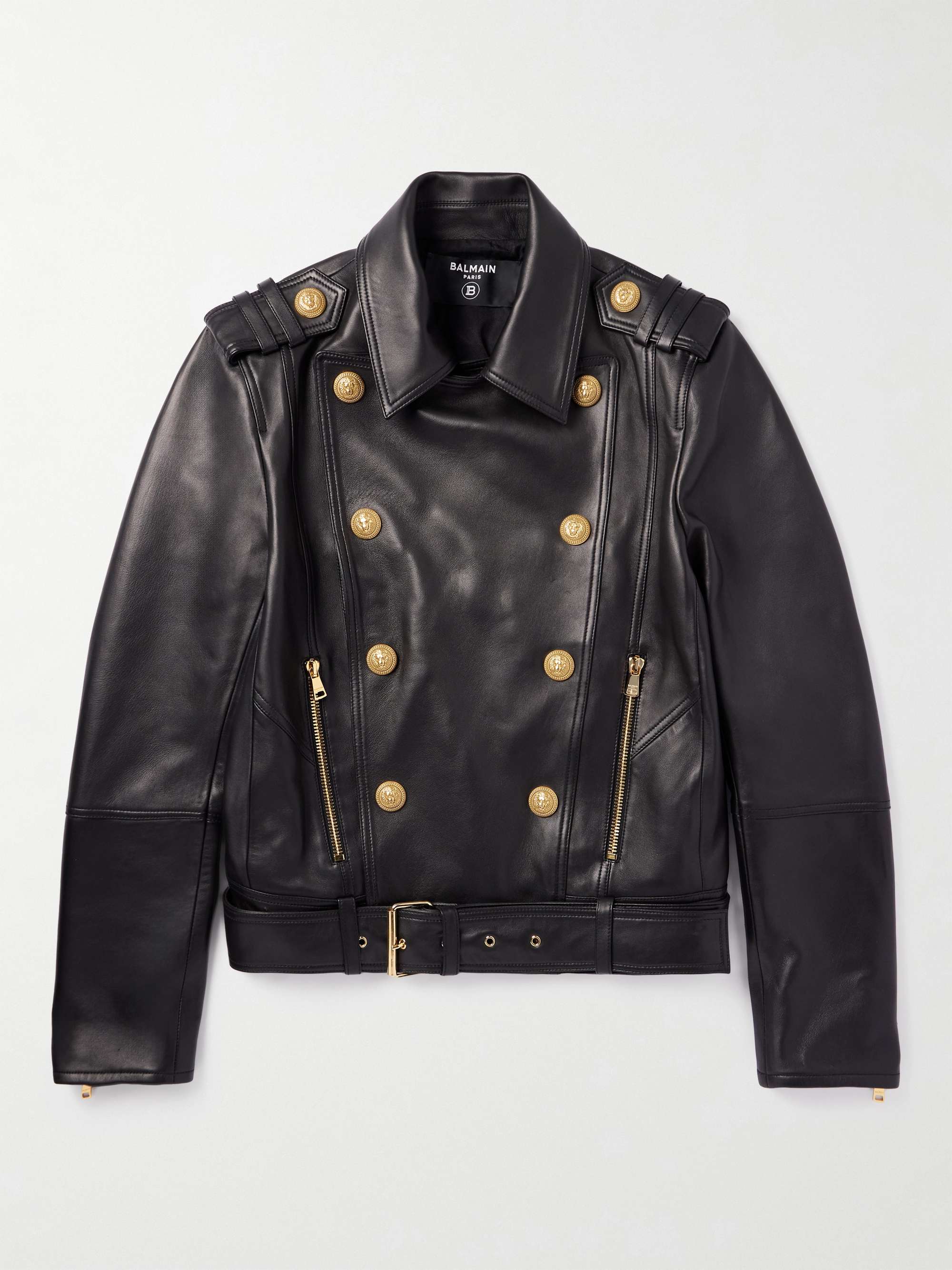 BALMAIN Double-Breasted Leather Jacket for Men | MR PORTER