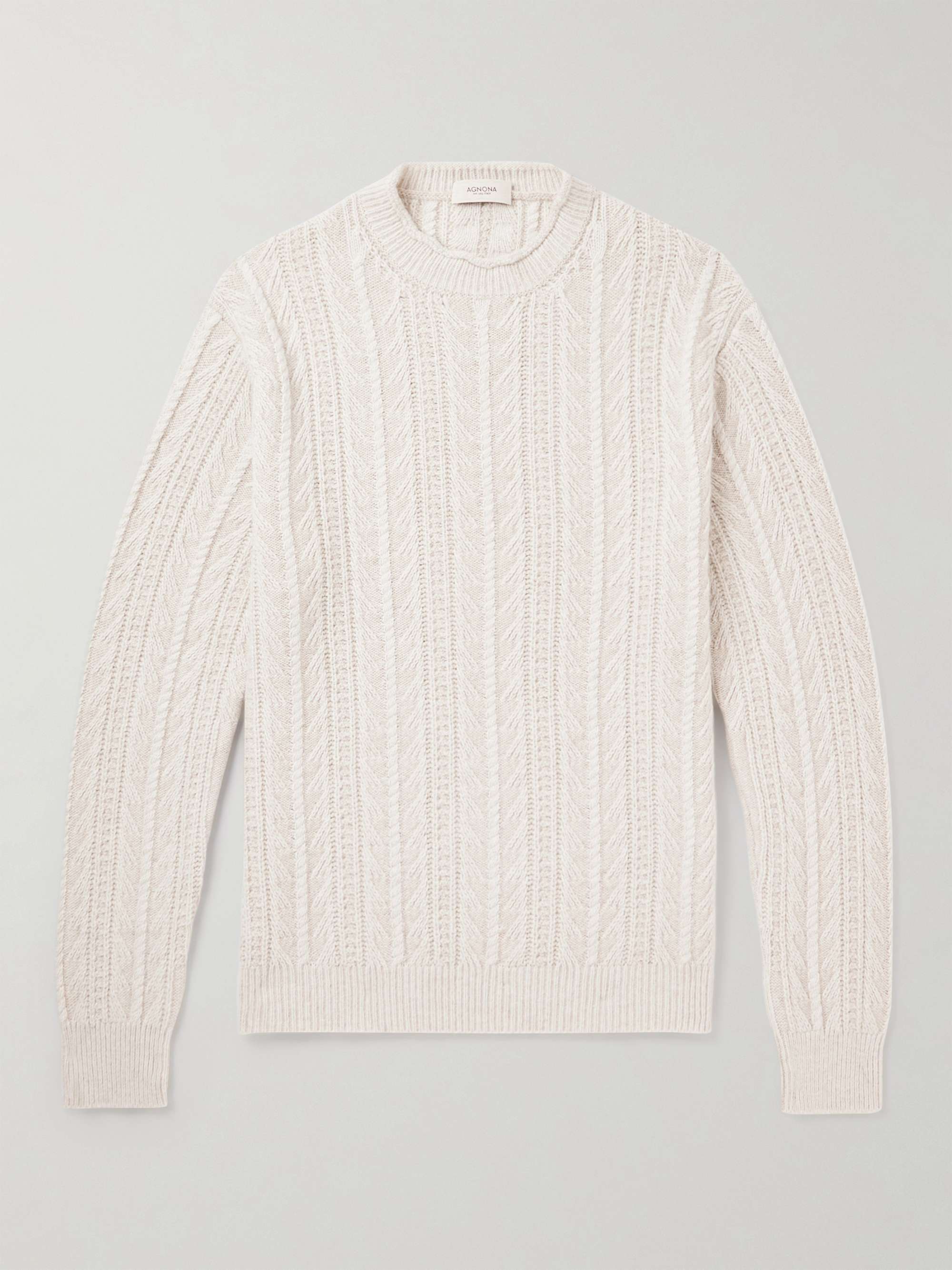 AGNONA Cable-Knit Cashmere and Silk-Blend Mock-Neck Sweater for