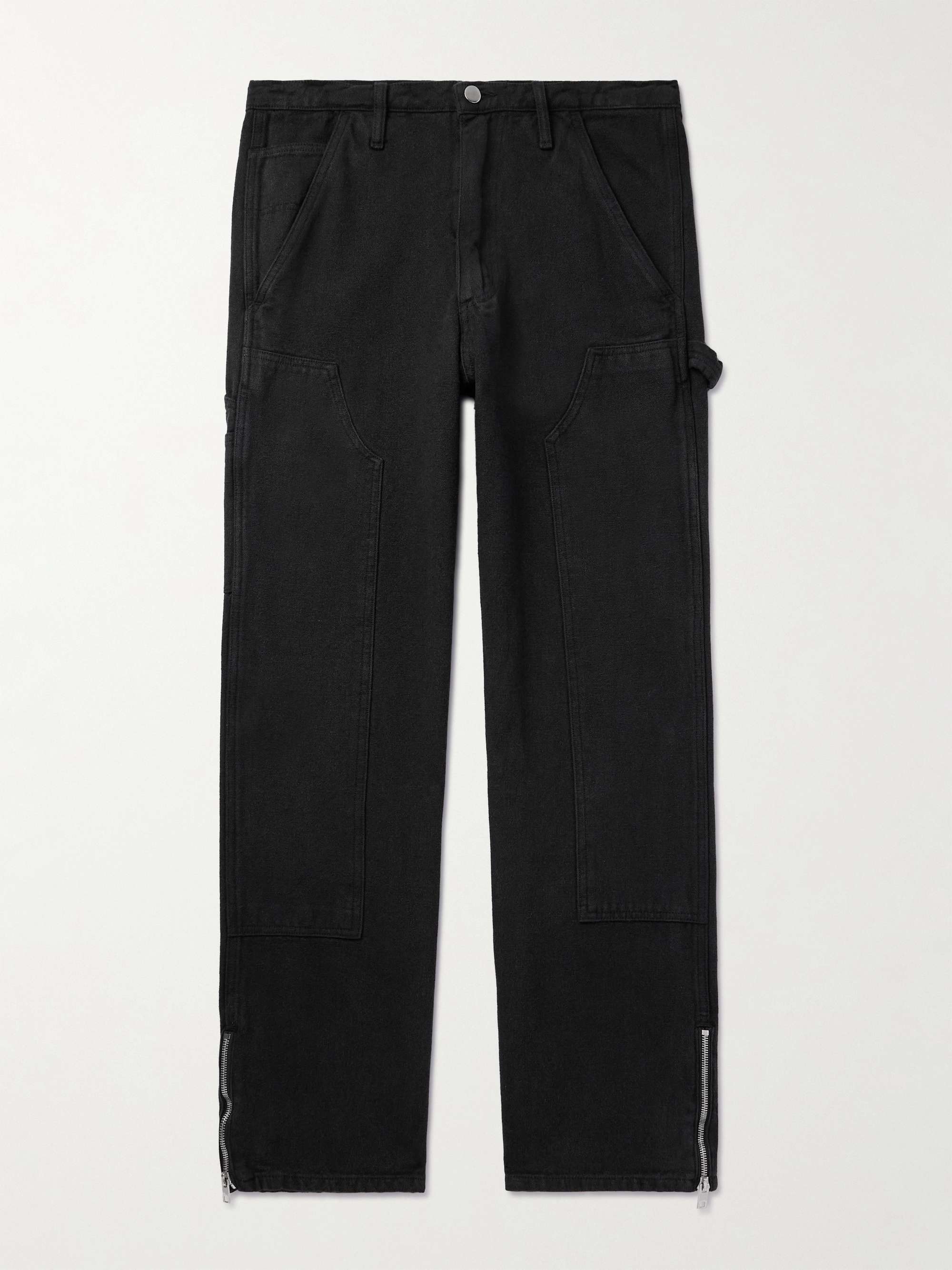 Straight-Leg Zip-Detailed Hemp and Cotton-Blend Trousers