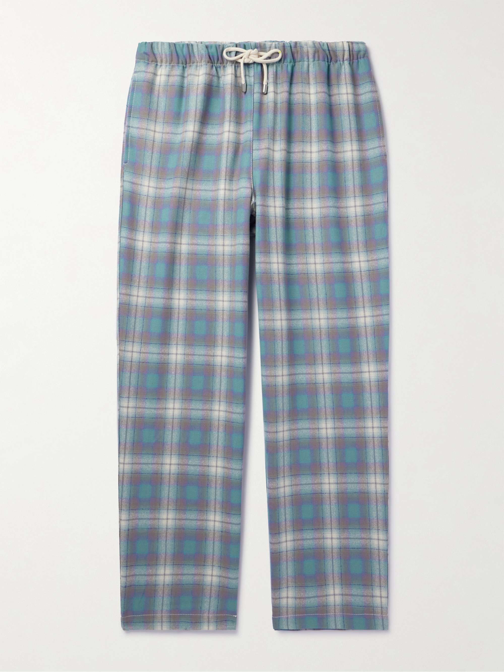 POLITE WORLDWIDE Cold Wave Straight-Leg Checked Cotton Drawstring