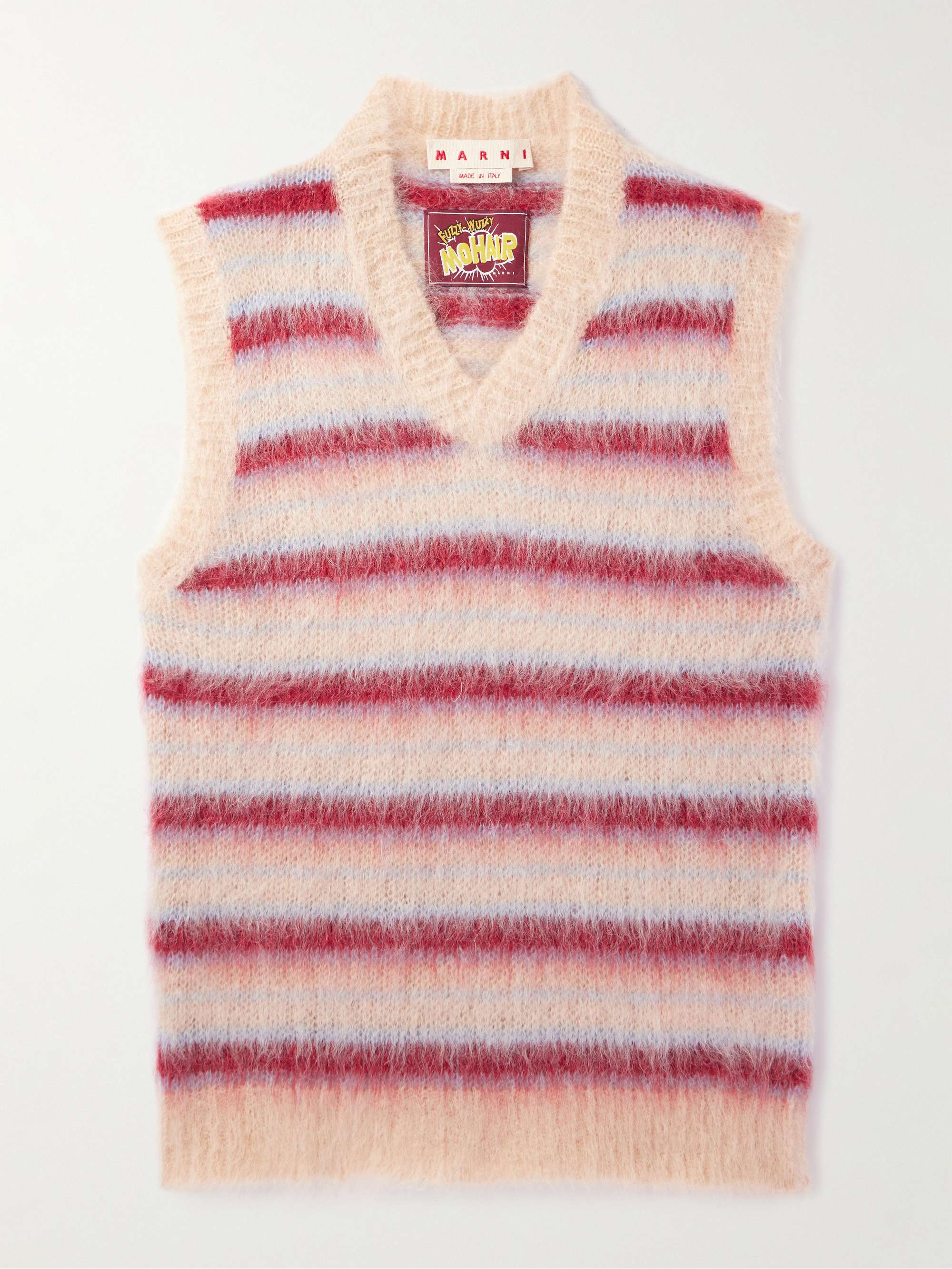 Brushed Striped Mohair-Blend Sweater Vest