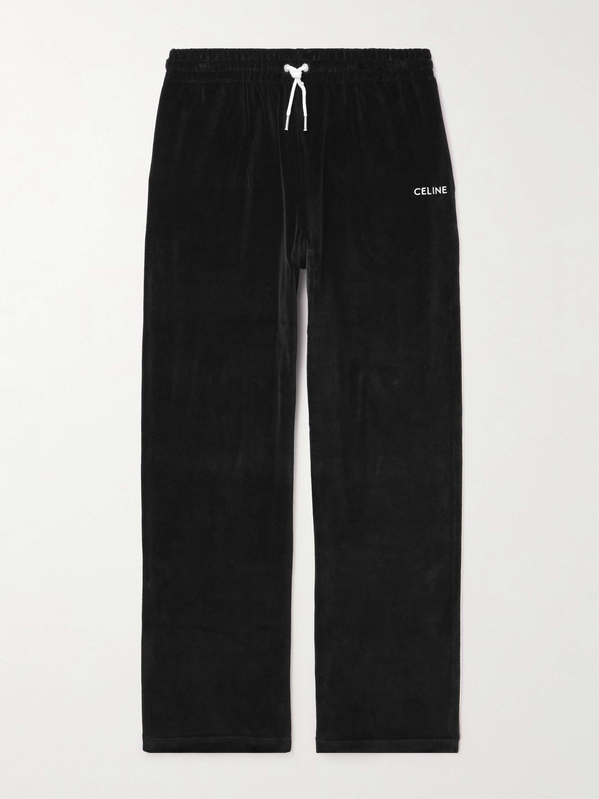 Straight-Leg Cotton-Blend Velour Track Pants