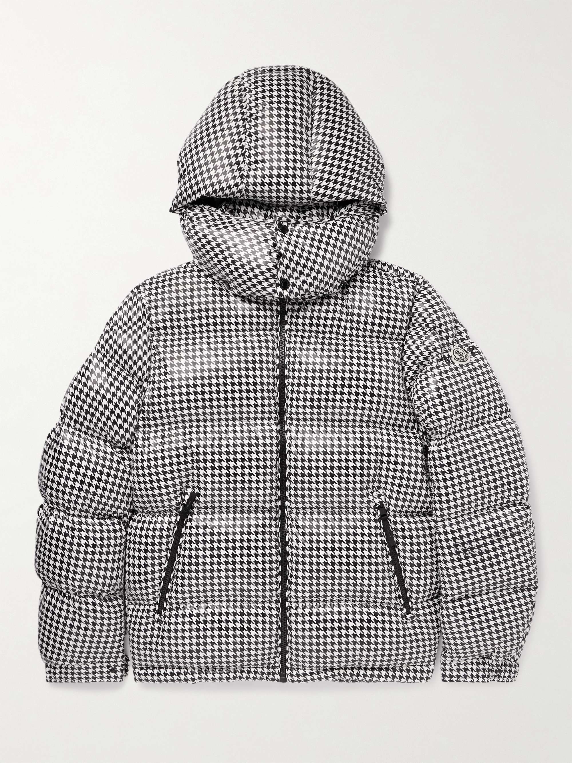 7 Moncler FRGMT Hiroshi Fujiwara Socotrine Houndstooth-Print Shell Hooded  Down Jacket
