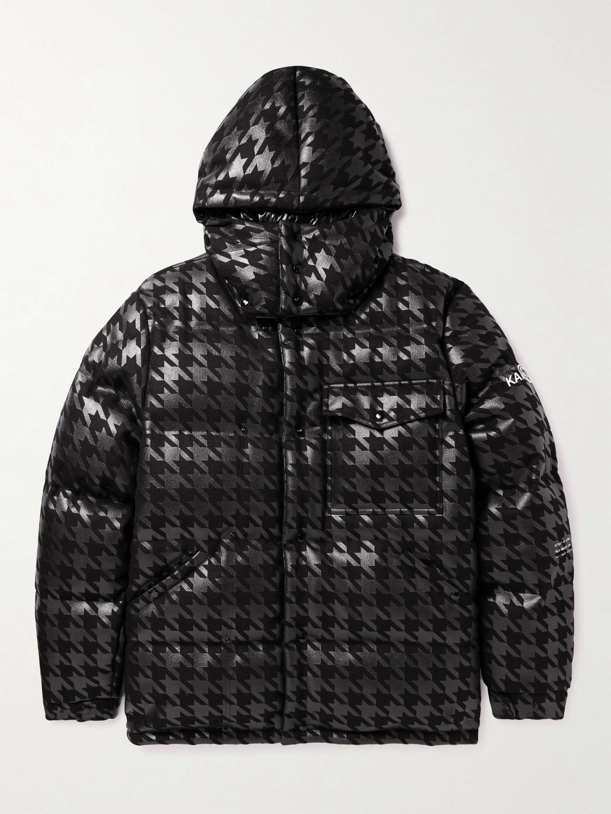 7 Moncler FRGMT Hiroshi Fujiwara Borage Quilted Houndstooth-Printed Felt  Hooded Down Jacket