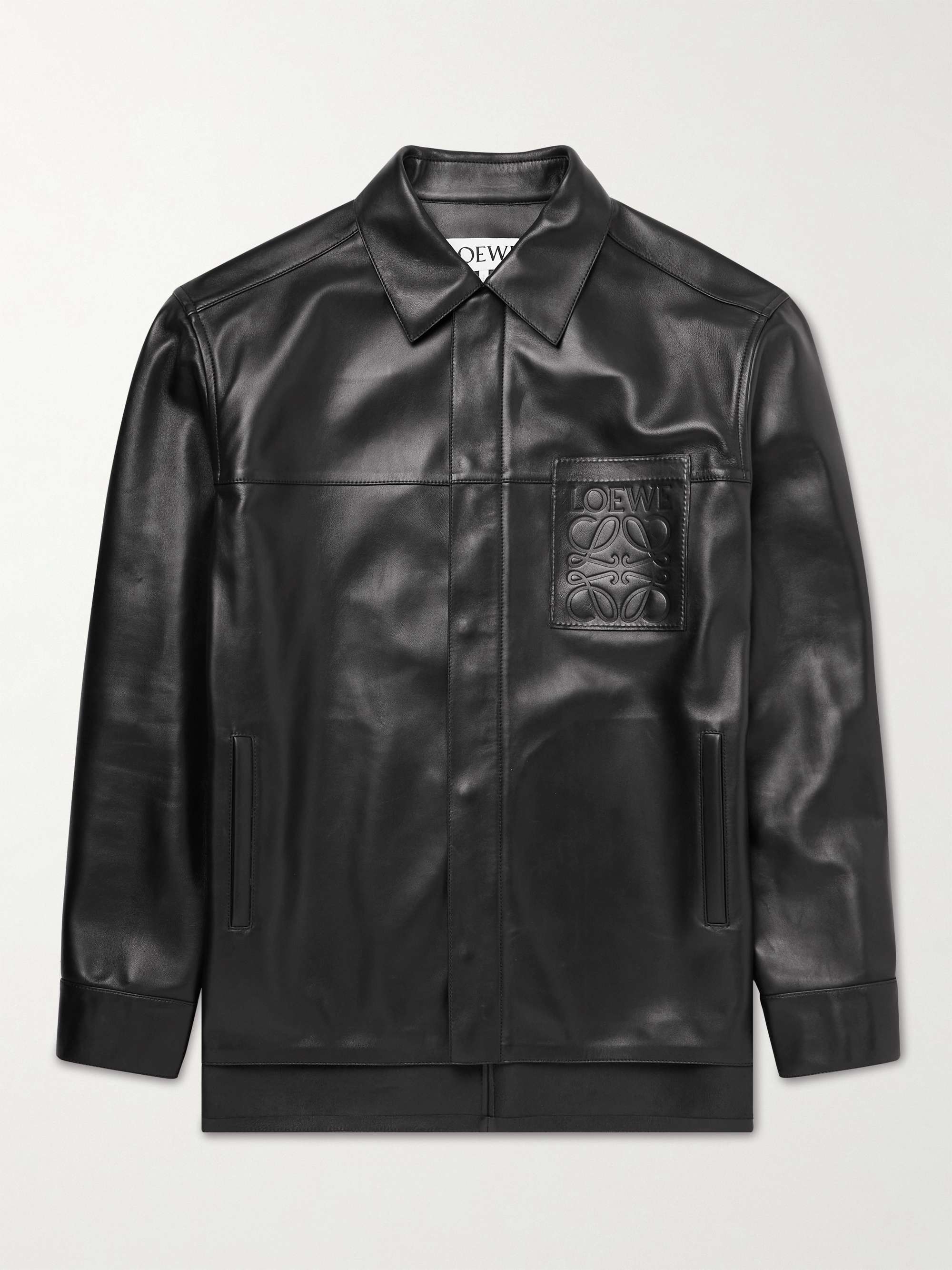 LOEWE Logo-Debossed Leather Jacket for Men