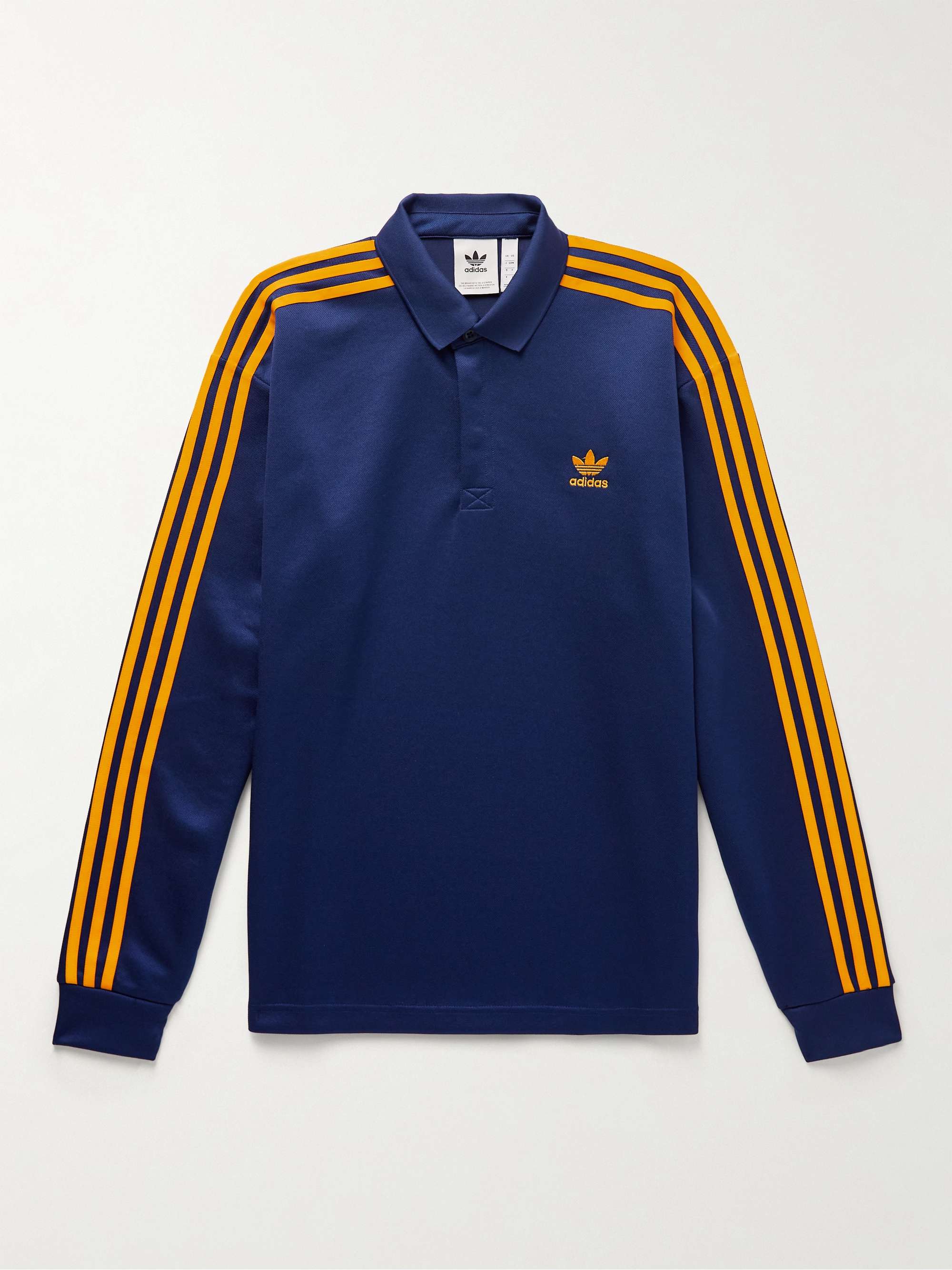 Repulsión Derretido Ten cuidado ADIDAS ORIGINALS Striped Logo-Embroidered Recycled-Piqué Polo Shirt for Men  | MR PORTER