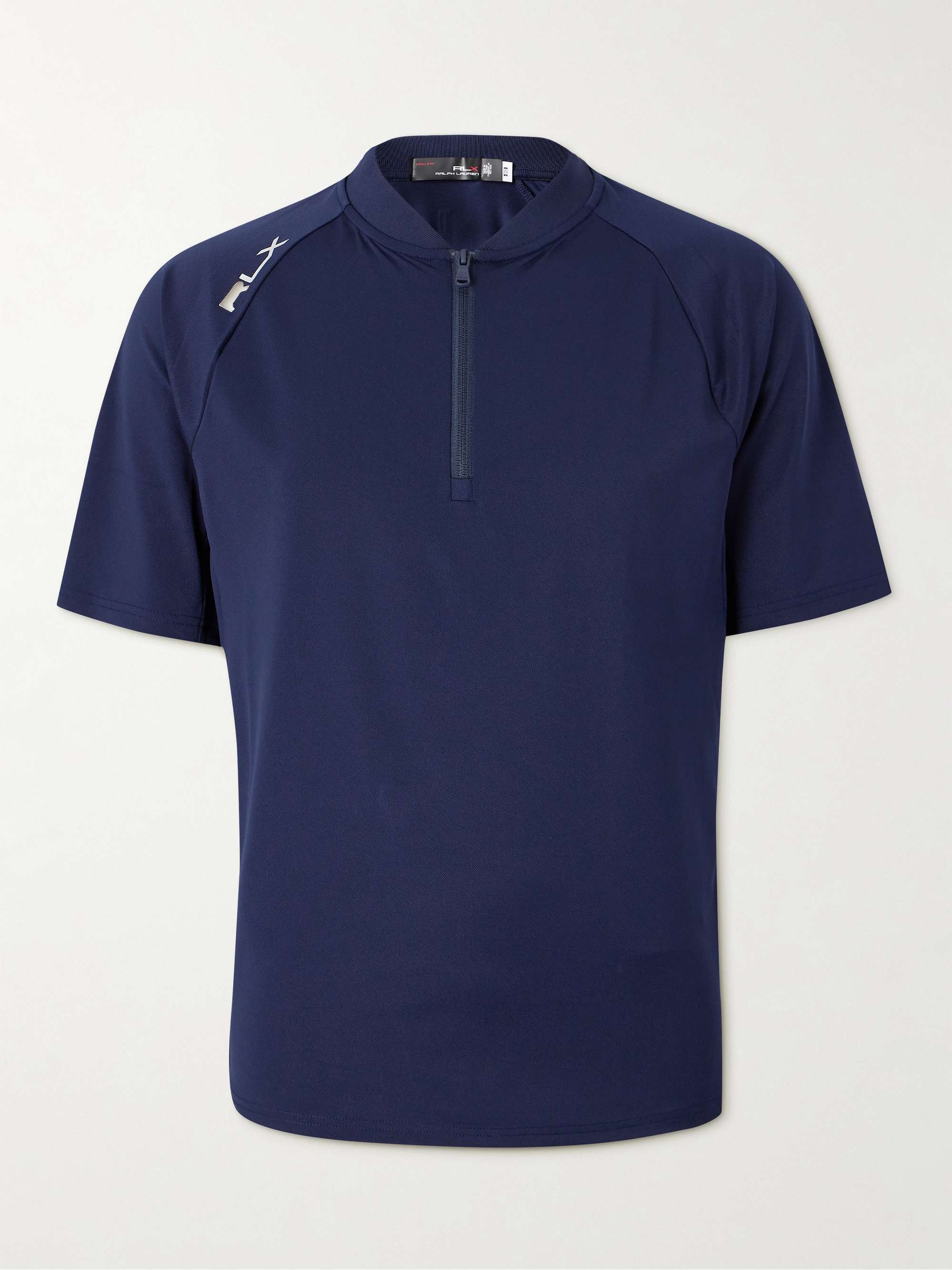 Logo-Print Stretch Recycled-Piqué Half-Zip Golf Top