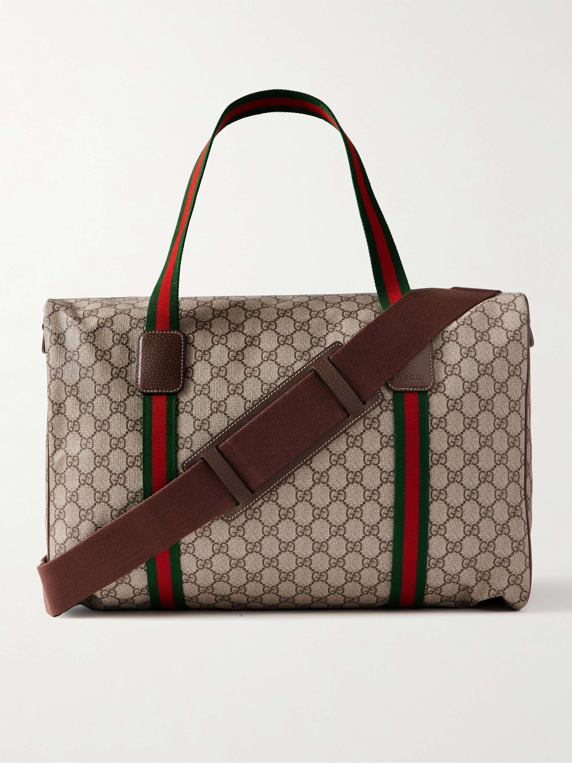 GUCCI Ophidia Leather-Trimmed Monogrammed Coated-Canvas Tote Bag for Men
