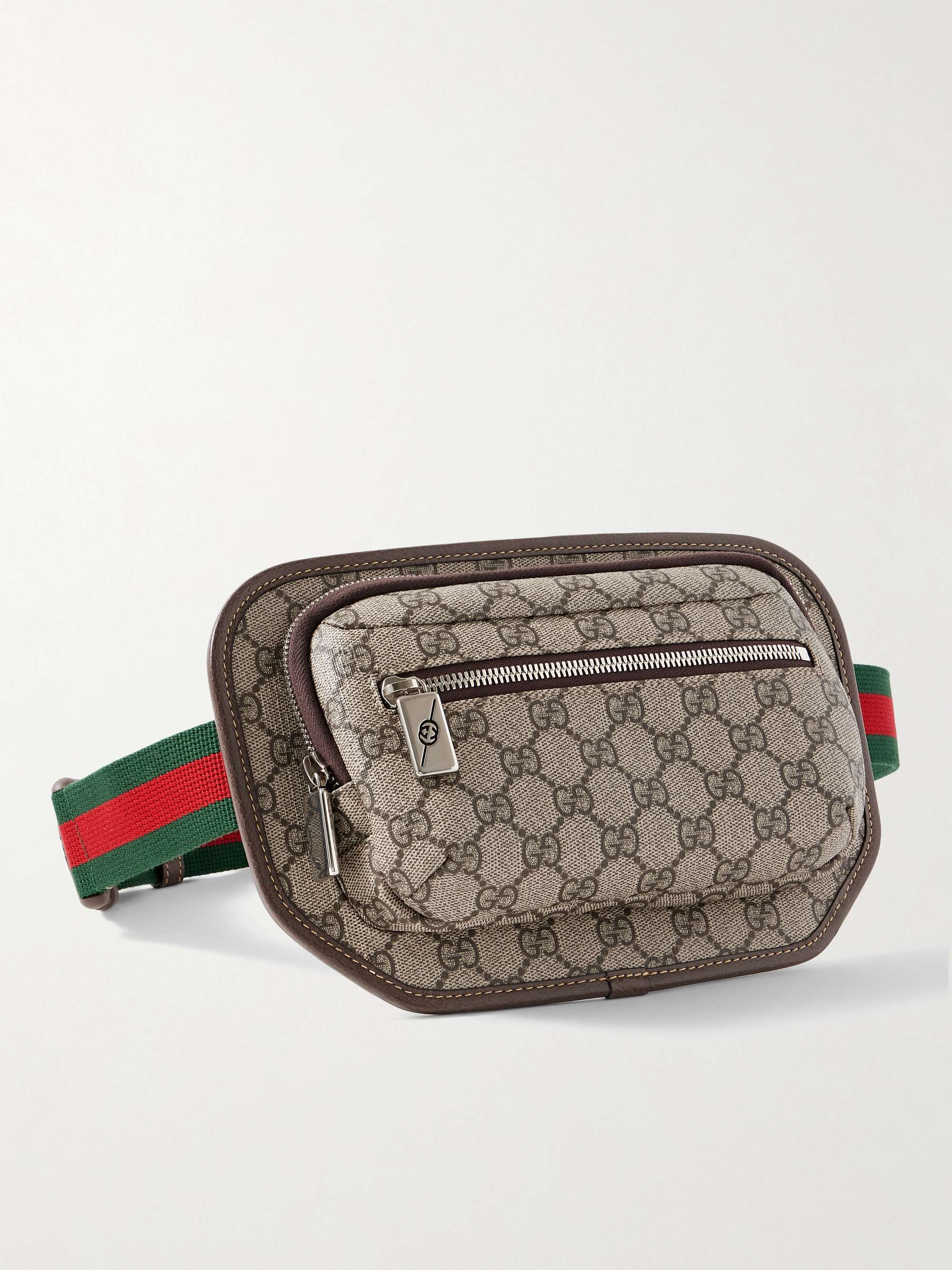 Gucci Ophidia Leather-trimmed Monogrammed Coated-canvas Belt Bag - Men - Gray Bags