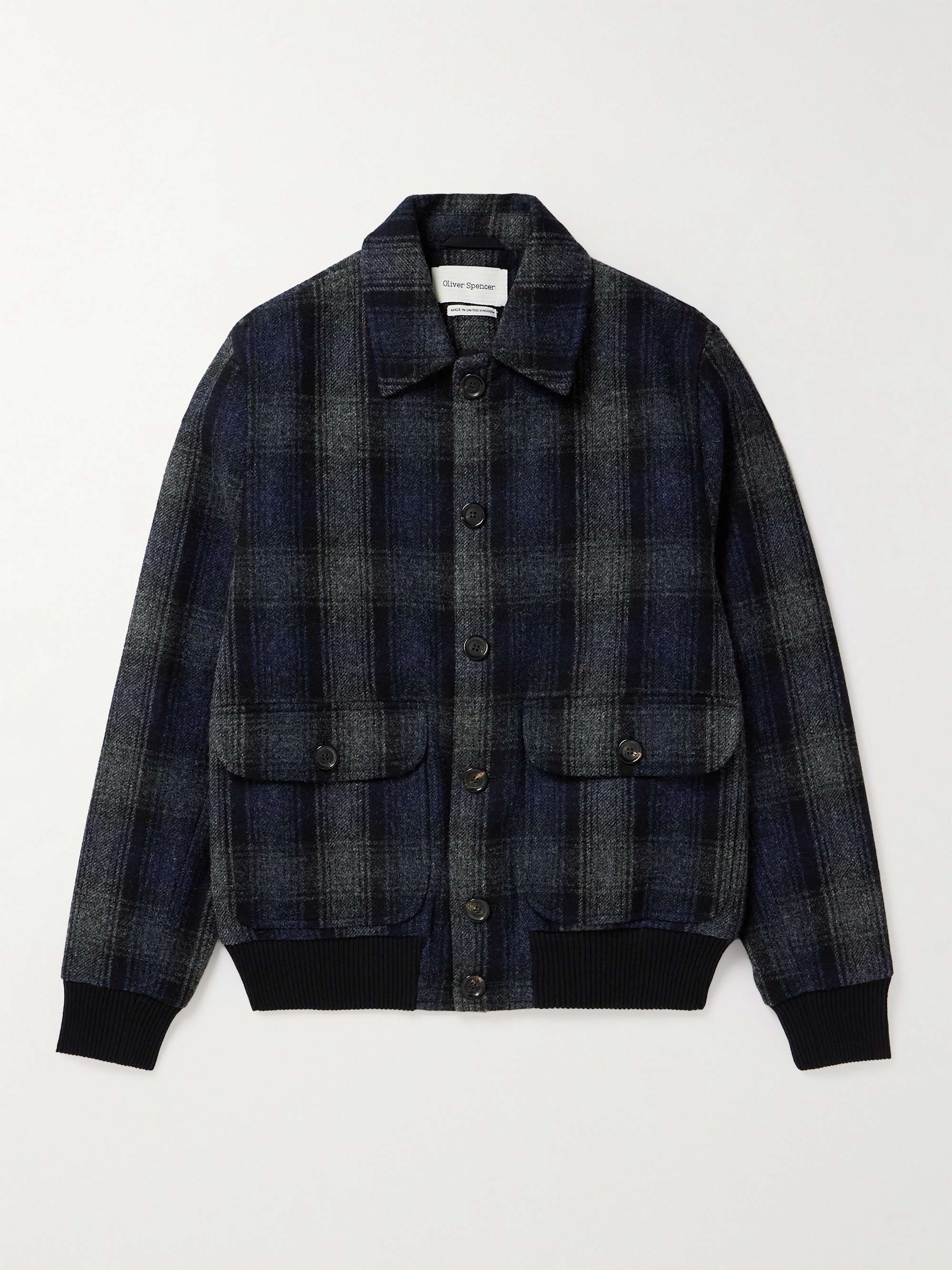 OLIVER SPENCER Linfield Checked Wool Bomber Jacket for Men | MR PORTER