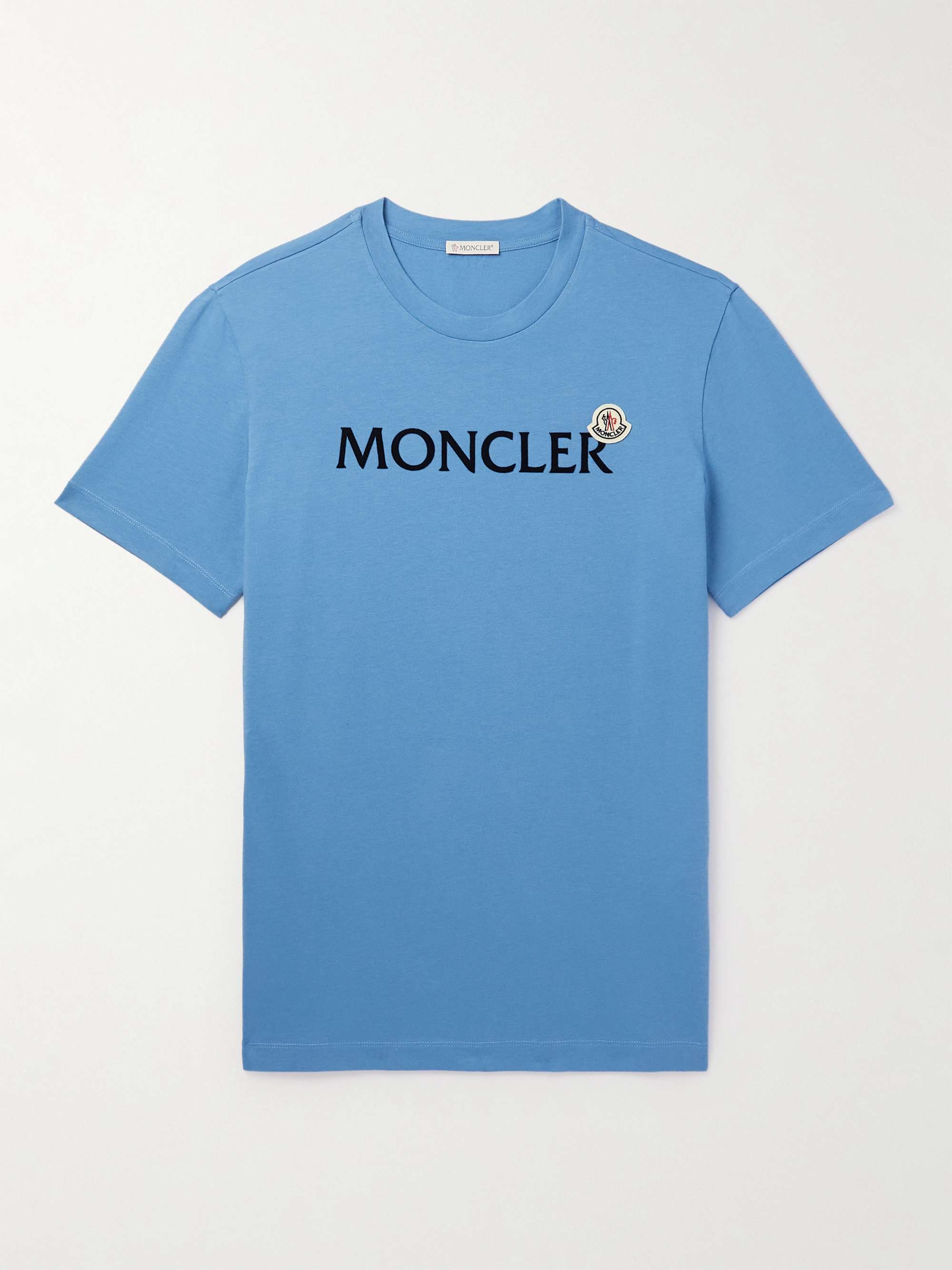 MONCLER Logo-Flocked Cotton-Jersey T-Shirt for Men | MR PORTER