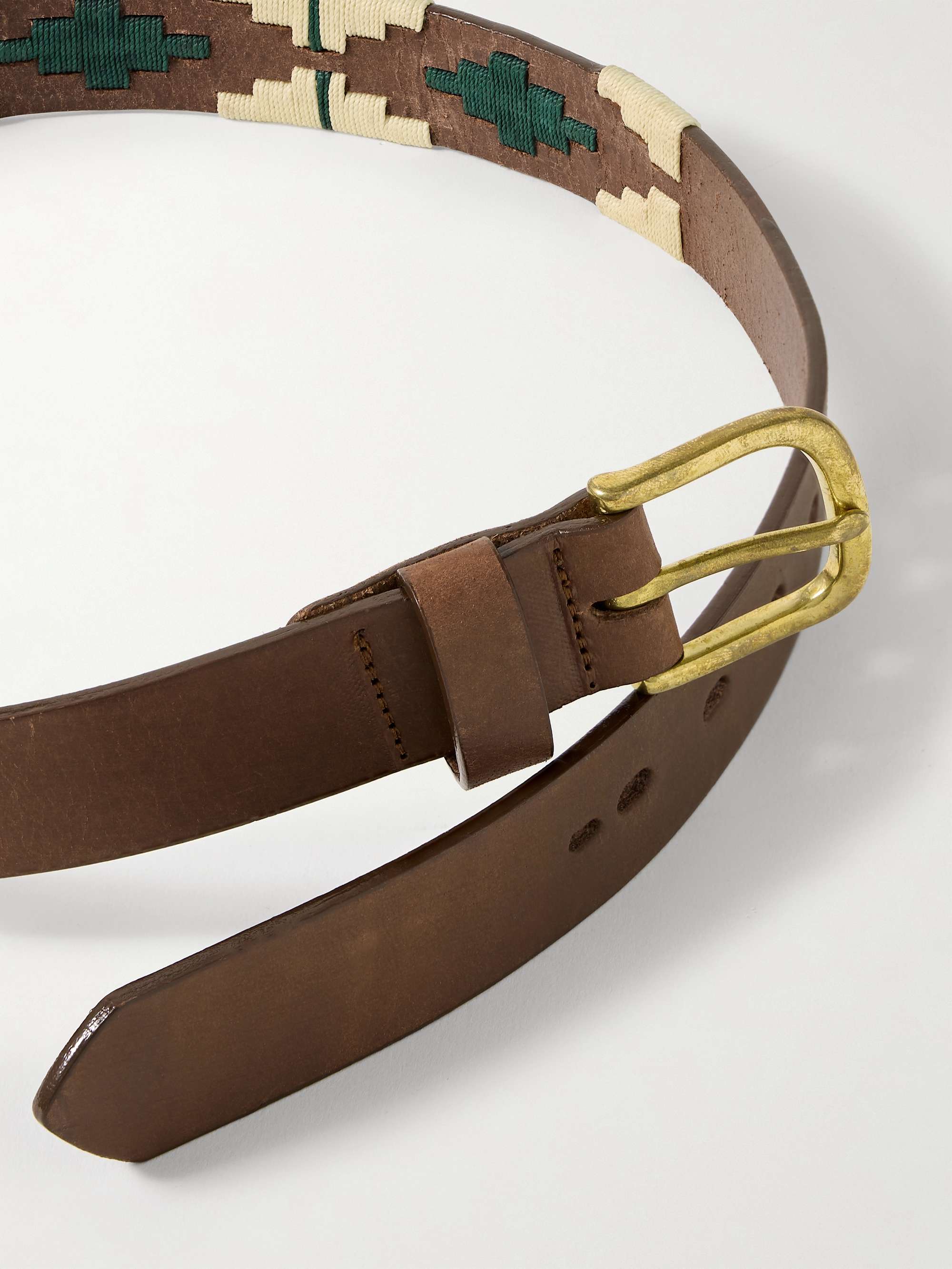 SID MASHBURN Polo 2.8cm Embroidered Leather Belt
