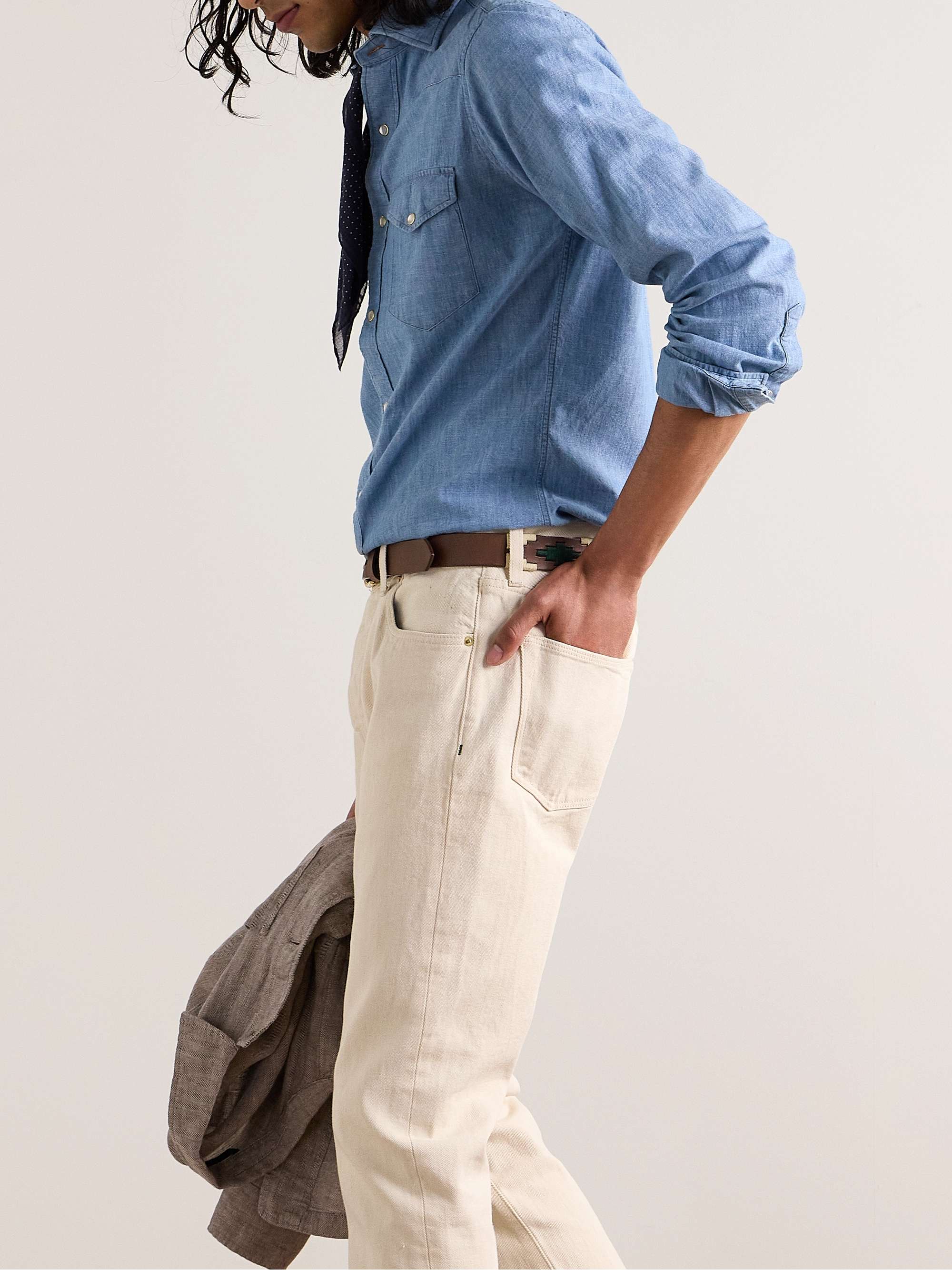 SID MASHBURN Polo 2.8cm Embroidered Leather Belt