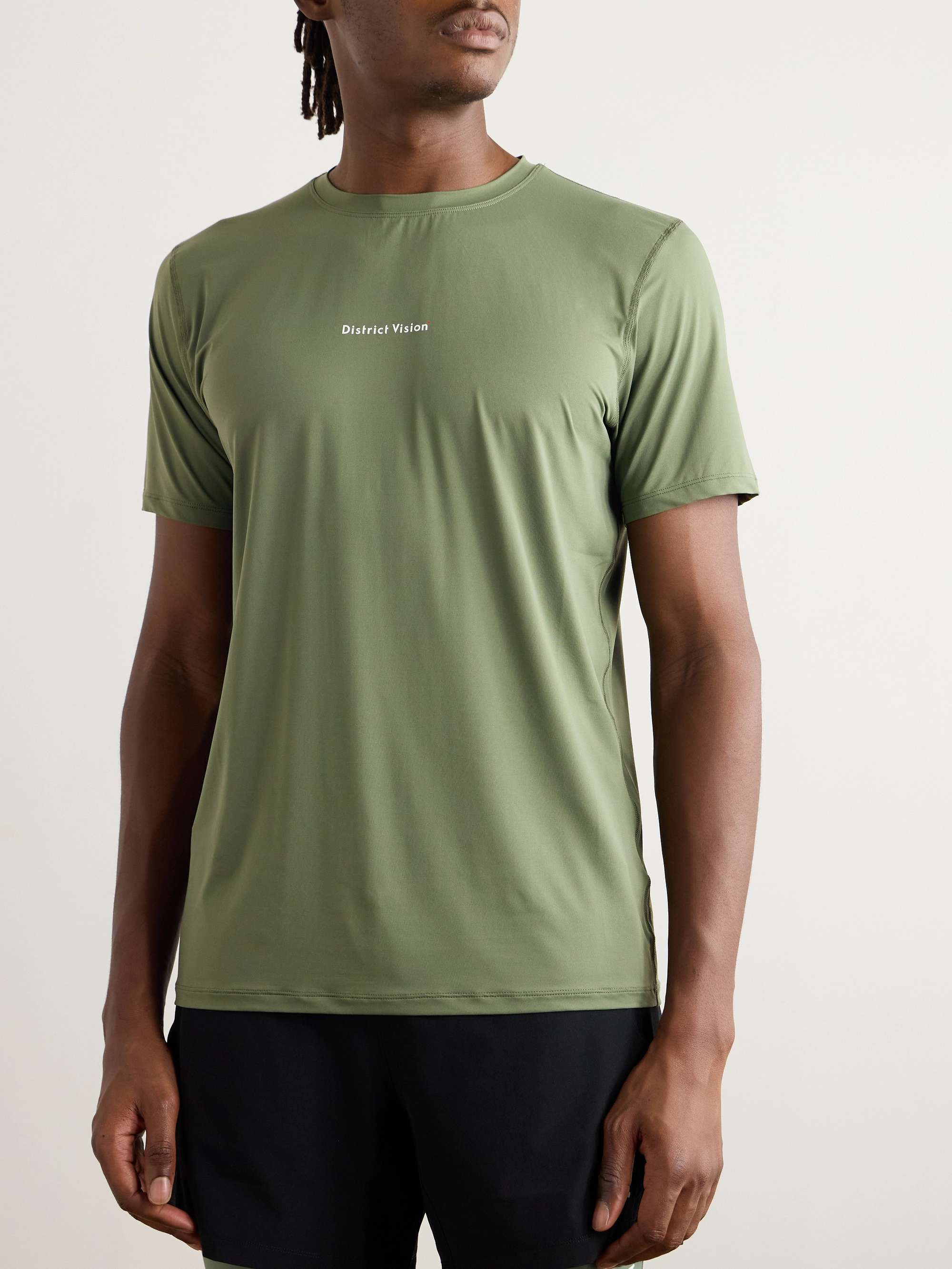 DISTRICT VISION Aloe Logo-Print Perforated Stretch-Jersey T-Shirt