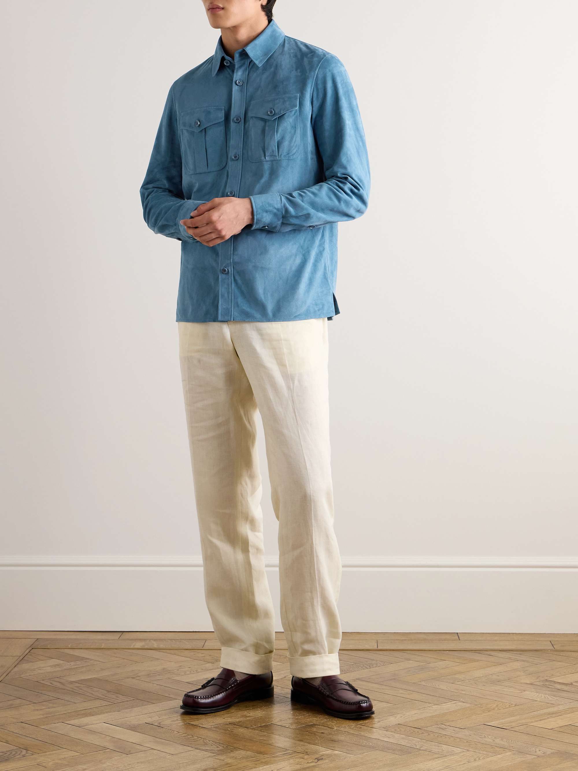 RALPH LAUREN PURPLE LABEL Barron Suede Shirt Jacket