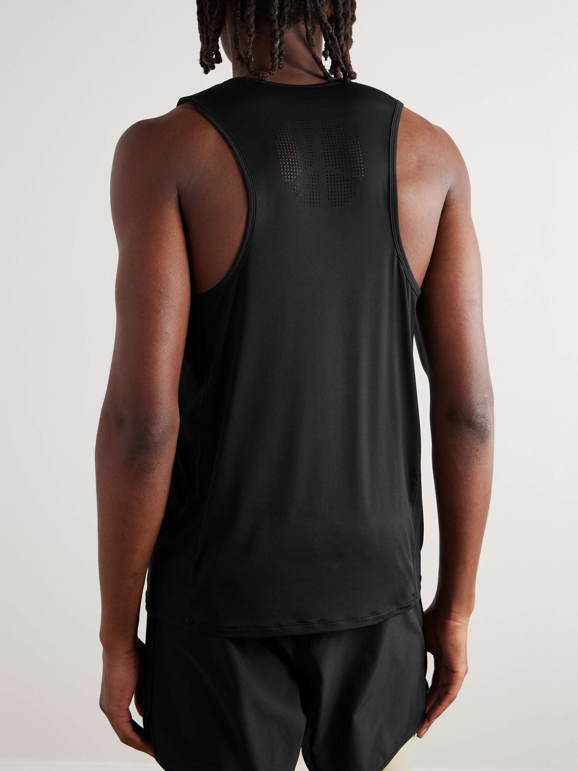 DISTRICT VISION Logo-Print Perforated Peace-Tech Tank Top