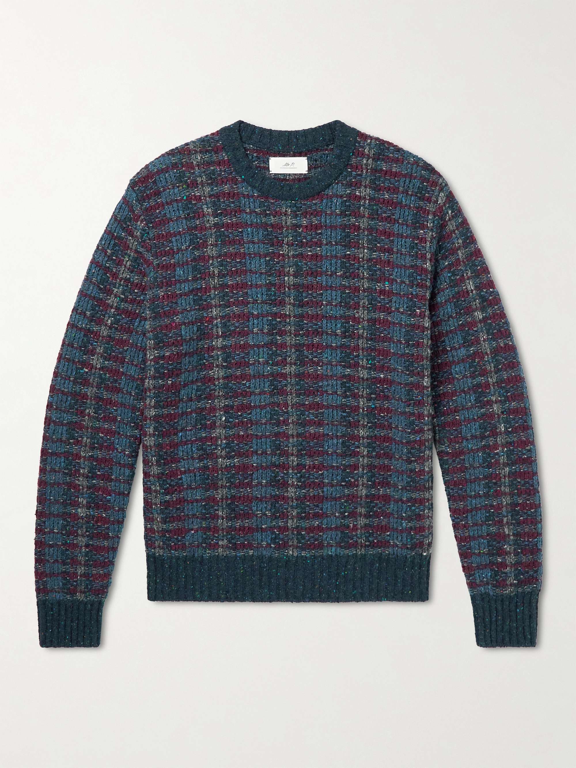 Checked Jacquard-Knit Recycled Wool-Blend Sweater