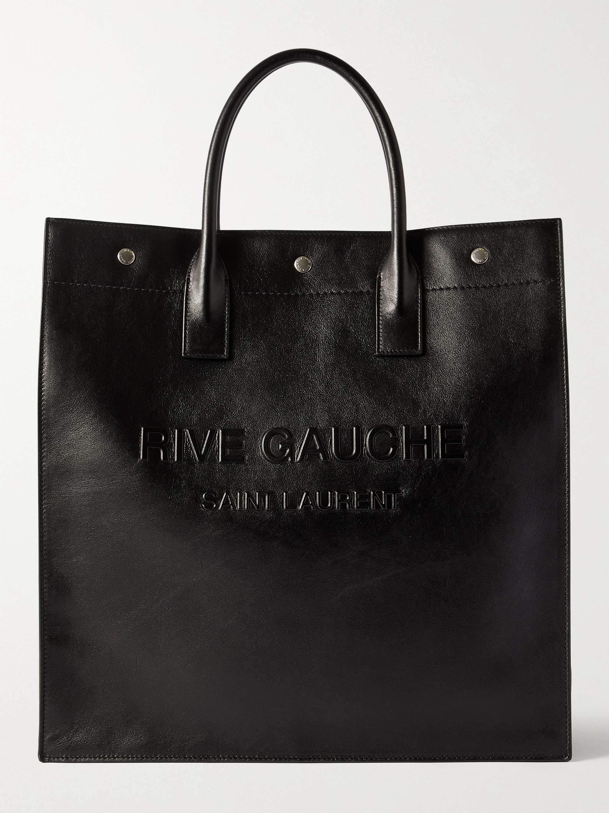 Saint Laurent Men's Rive Gauche Logo Leather Tote