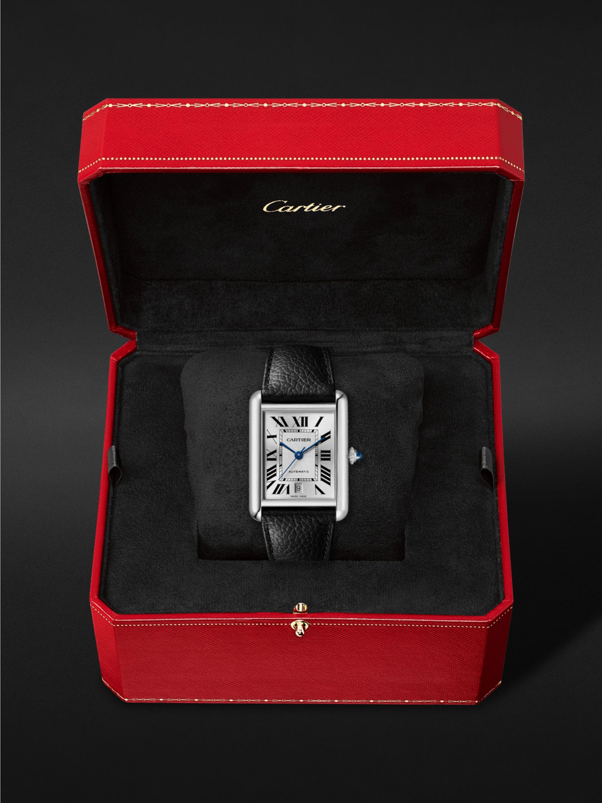 CARTIER Tank Must Automatic 41mm Stainless Steel and Leather Watch, Ref. No. WSTA0040