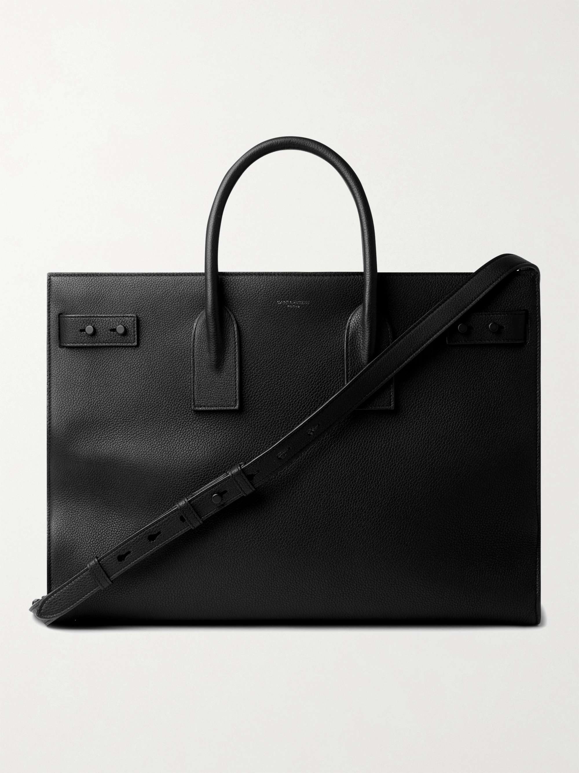 Saint Laurent Men's Logo Leather Tote Bag