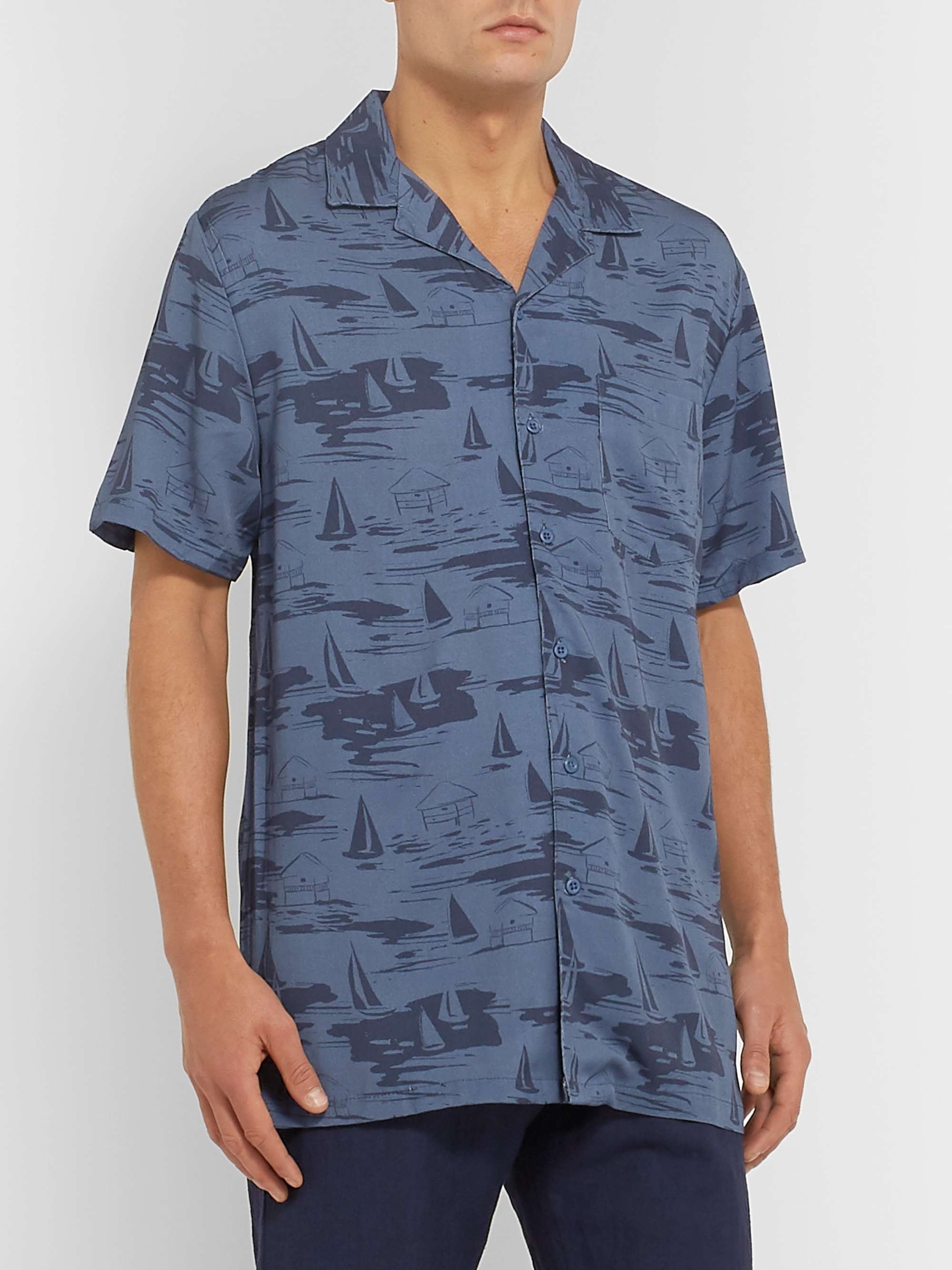 ONIA Vacation Camp-Collar Printed Woven Shirt