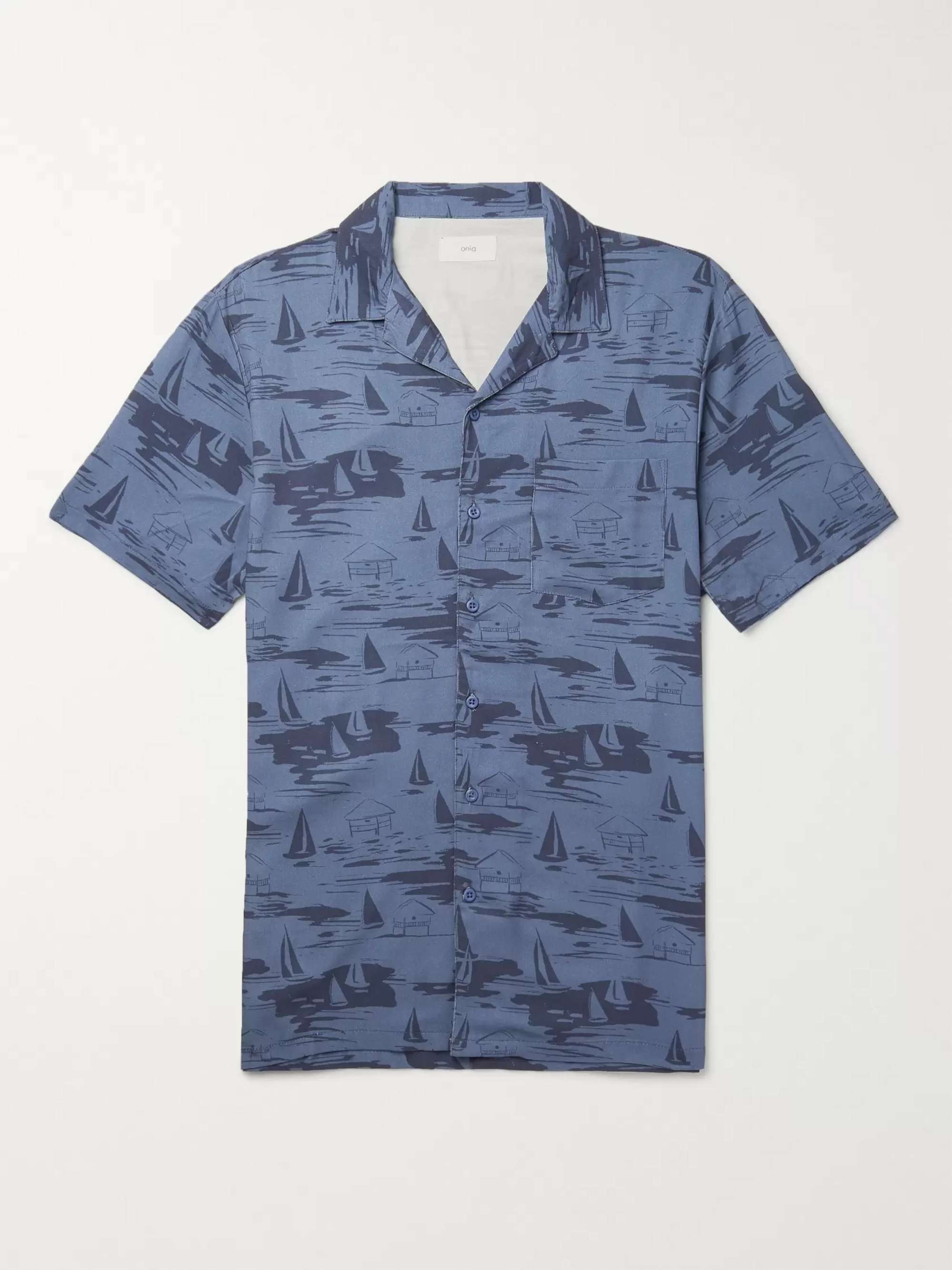 ONIA Vacation Camp-Collar Printed Woven Shirt
