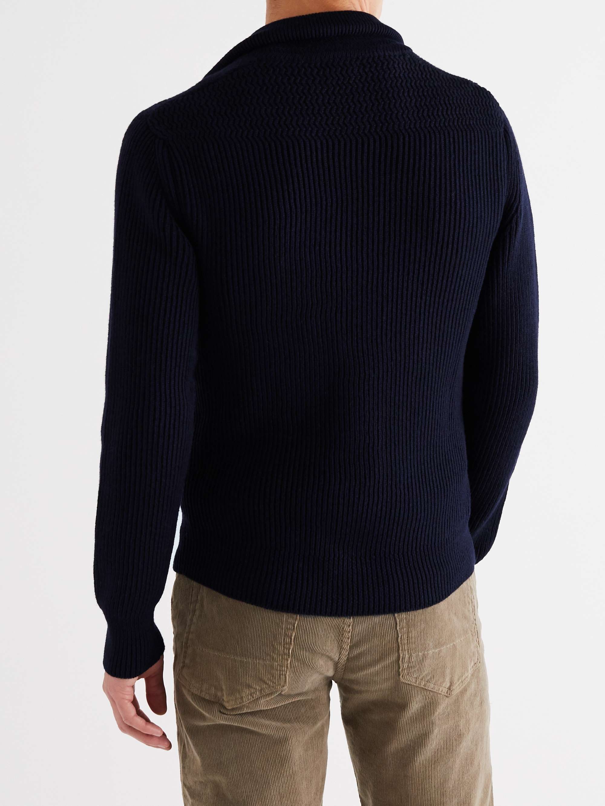 TOM FORD Slim-Fit Ribbed Wool and Cashmere-Blend Cardigan