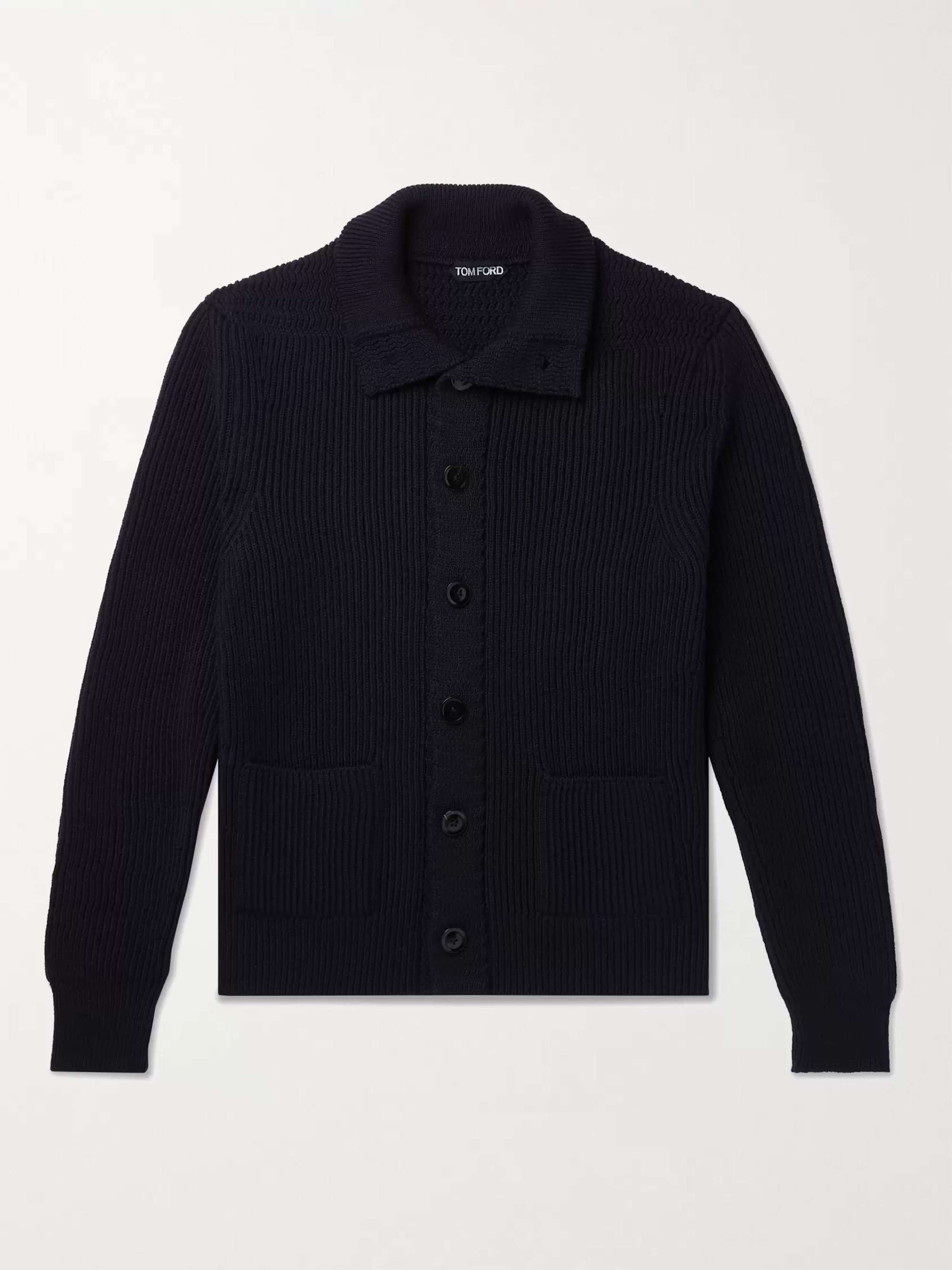 TOM FORD Slim-Fit Ribbed Wool and Cashmere-Blend Cardigan
